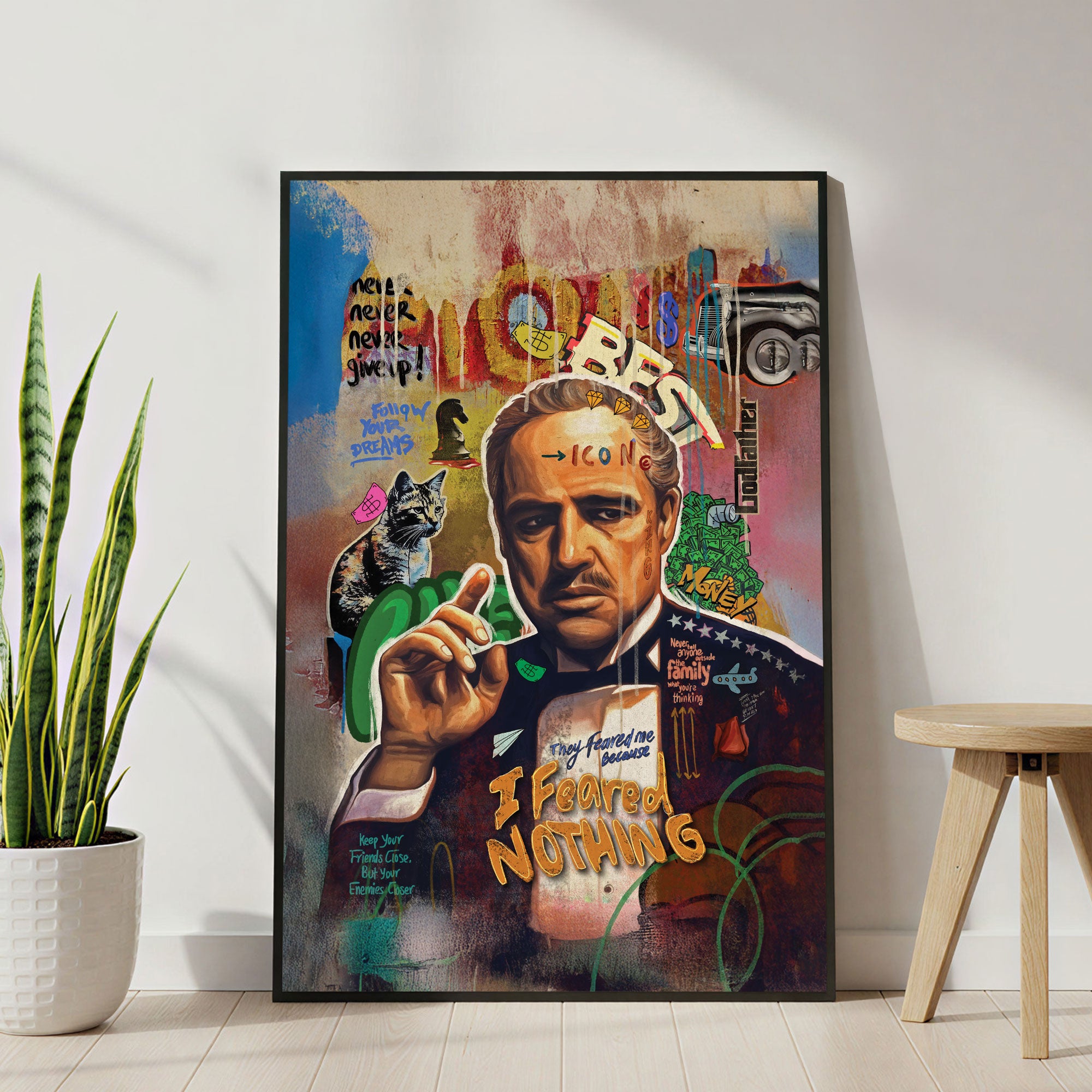 The Castle Decor Motivational Pop Culture Wall Art, Iconic Mafia Leader Inspired Artwork with Premium Sparkle Finish, 20×30 Inch Wall Décor for Office & Man Cave