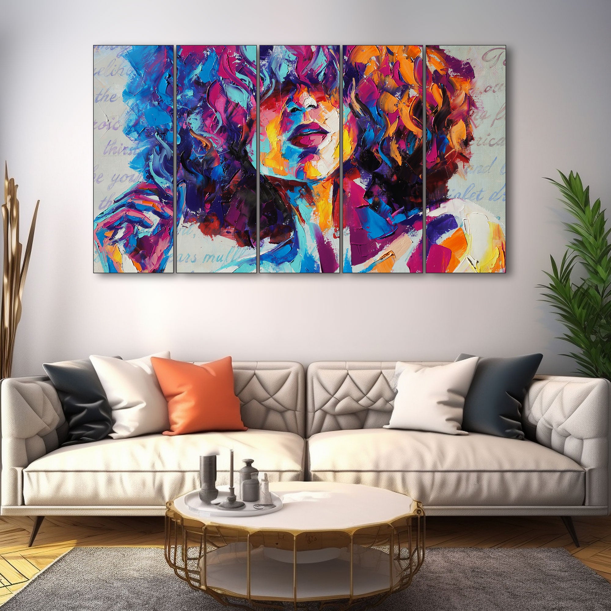 Woman Abstract Painting with frame Big Size Wall Art for living room,Bedroom,Drawing room,Hotels 27x48"