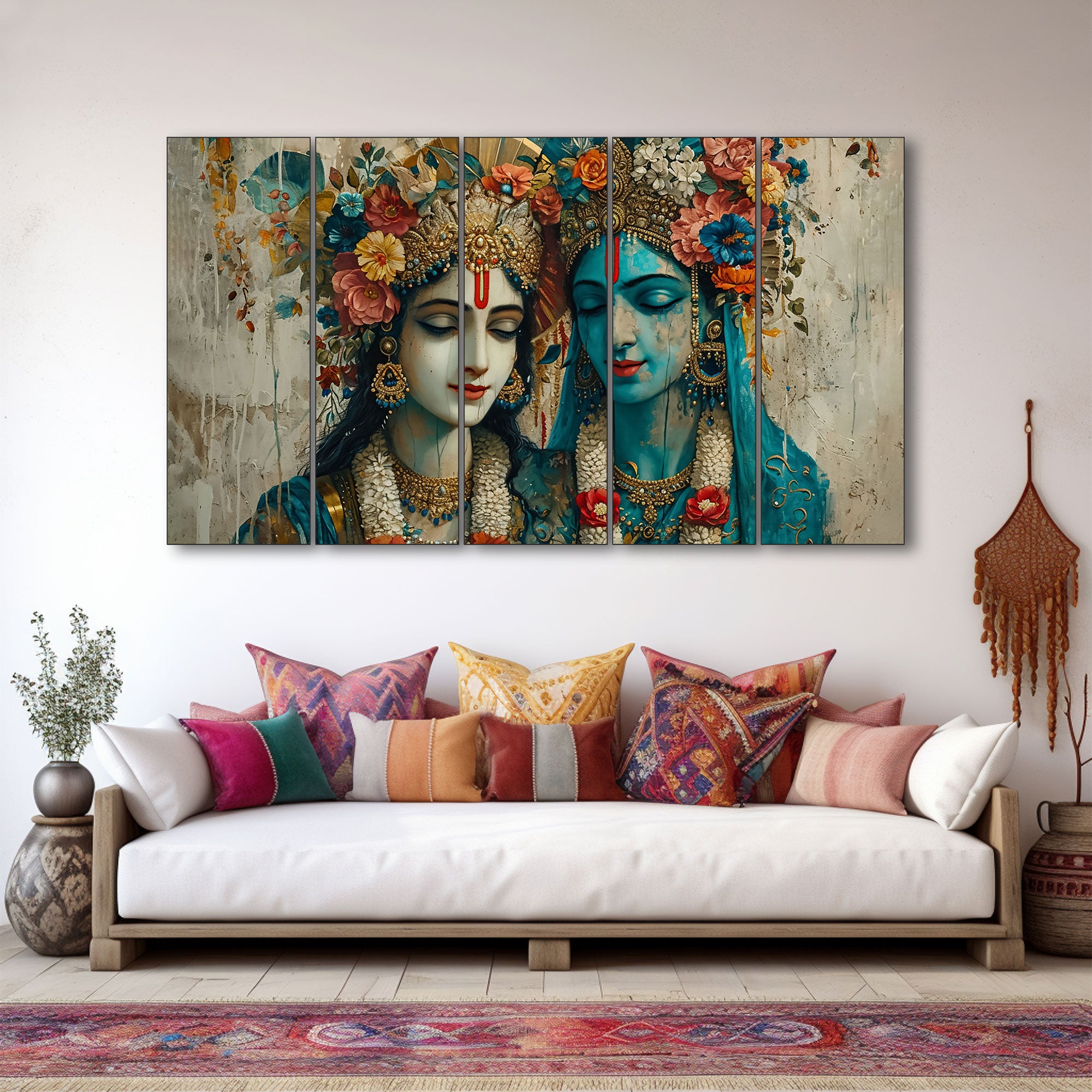 Radha Krishna Painting with frame Big Size Wall Art for living room,Bedroom,Drawing room,Hotels