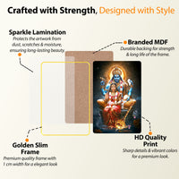 The Castle Decor Vishnu Lakshmi Digital Wall Art | Sparkle Laminated Golden Frame | Divine Spiritual Décor for Pooja Room, Mandir, Home & Office 20X30