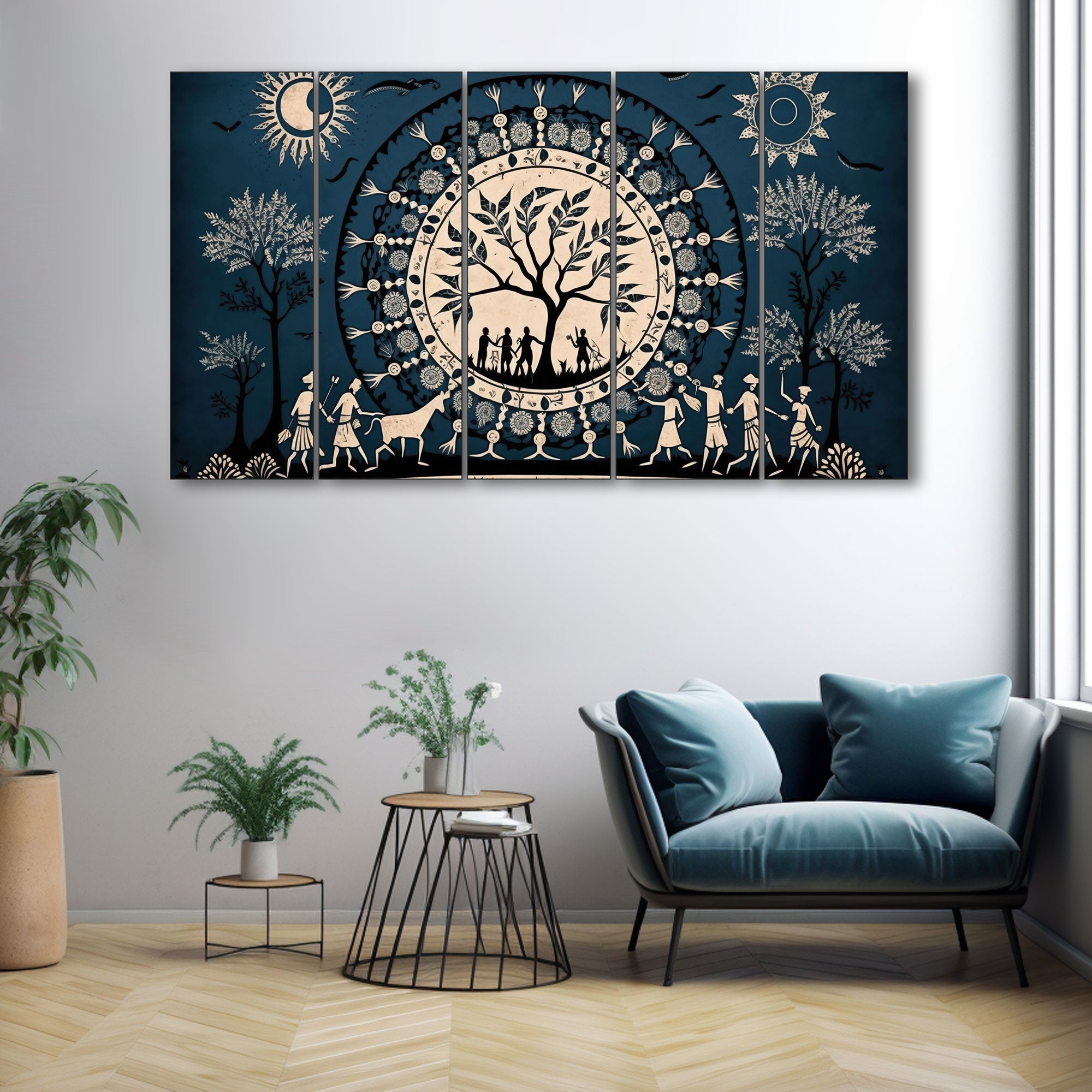 Warli Art Painting with frame Big Size Wall Art for living room,Bedroom,Drawing room,Hotels