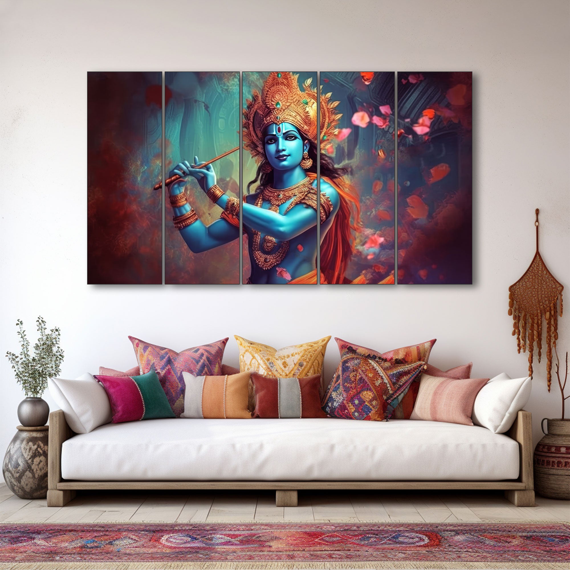 Krishna Ji Painting with frame Big Size Wall Art for living room,Bedroom,Drawing room,Hotels