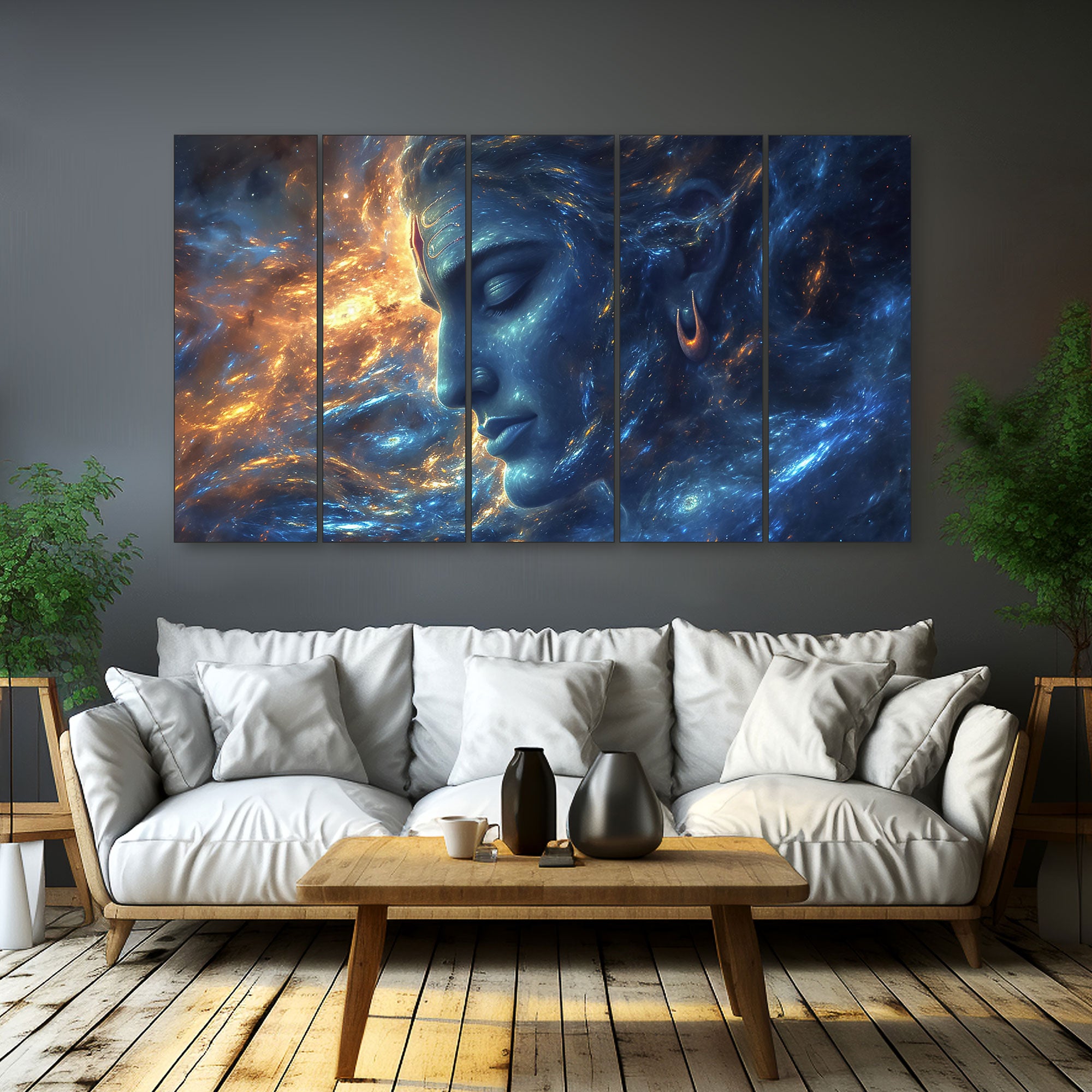 Lord Shiva Painting with frame Big Size Wall Art for living room,Bedroom,Drawing room,Hotels