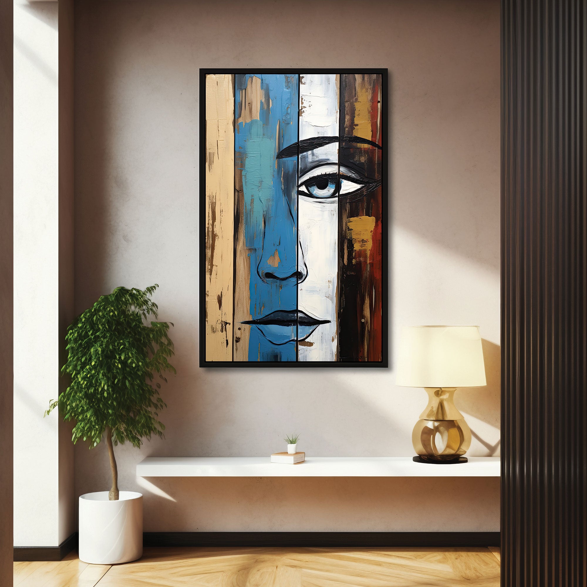 Women faceAbstract Canvas painting with frame Big Size Wall Art for living room,Bedroom,Drawing room,Hotels