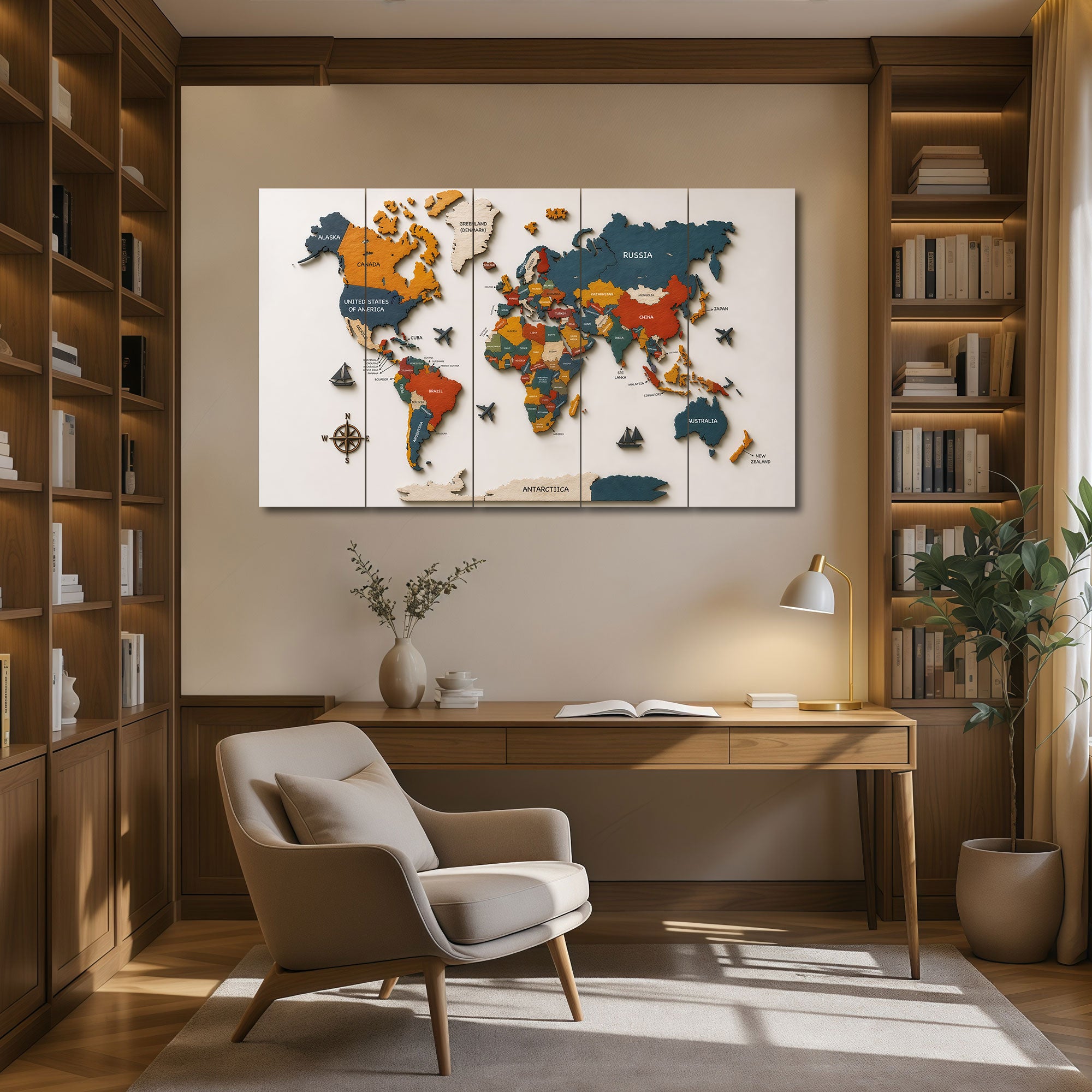 Map Painting with frame Big Size Wall Art for living room,Bedroom,Drawing room,Hotels