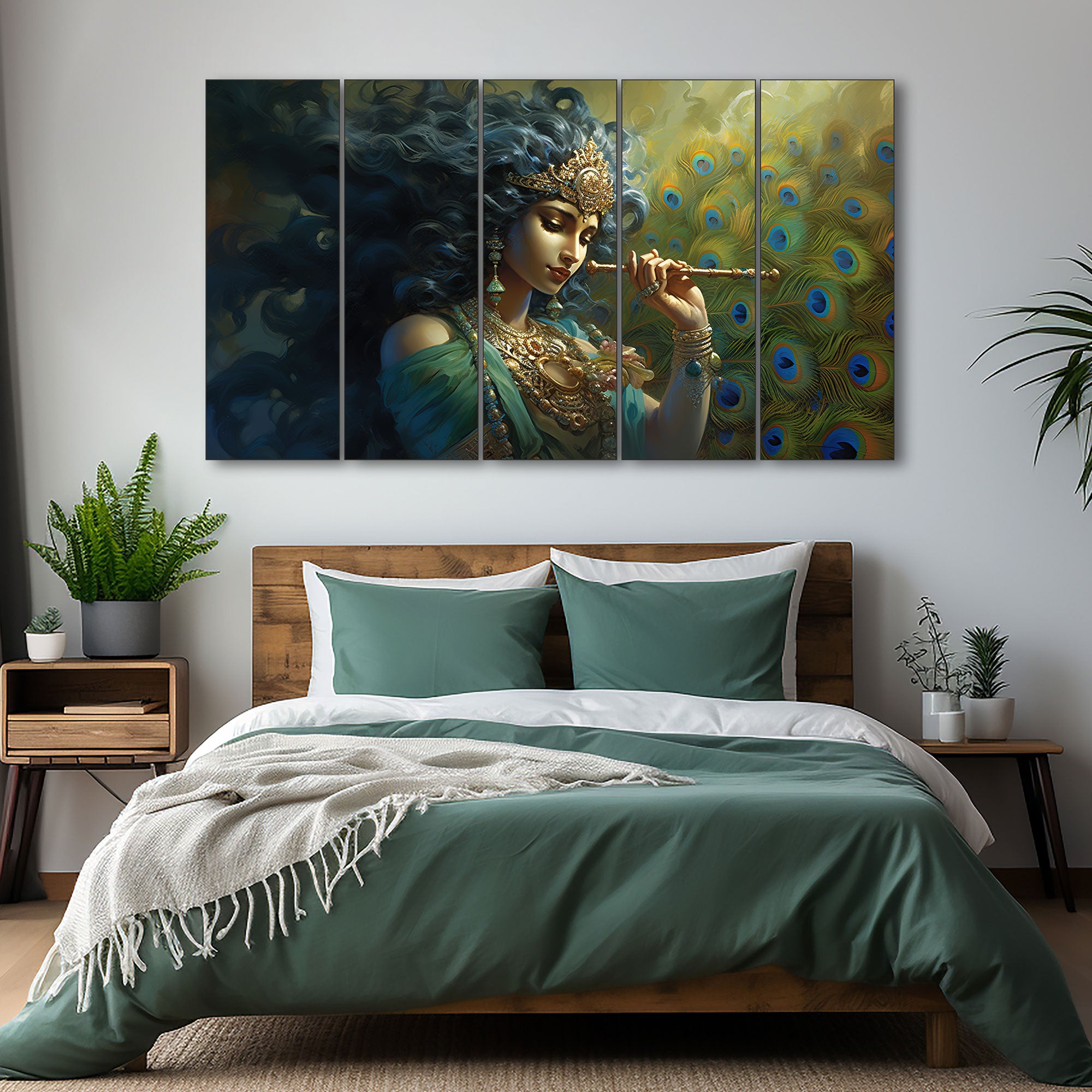 Krishna Ji Painting with frame Big Size Wall Art for living room,Bedroom,Drawing room,Hotels 27x48