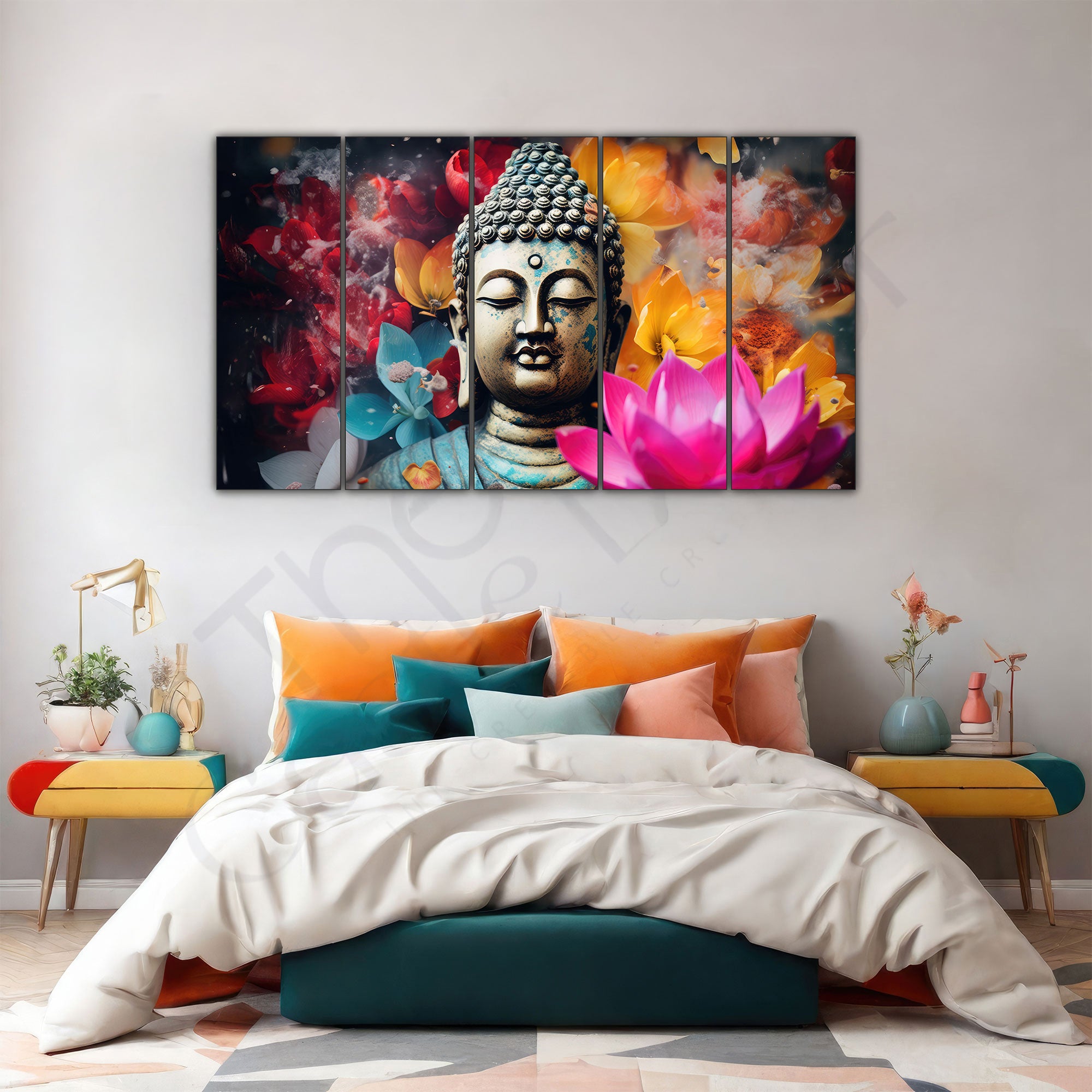 Lord Budha Painting with frame Big Size Wall Art for living room,Bedroom,Drawing room,Hotels