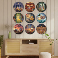 Ramayan Wall Plates – Set of 9 | Decorative Wall Art & Showpiece for Home | Spiritual Wall Decor for Living Room & Pooja Room | Gift for All