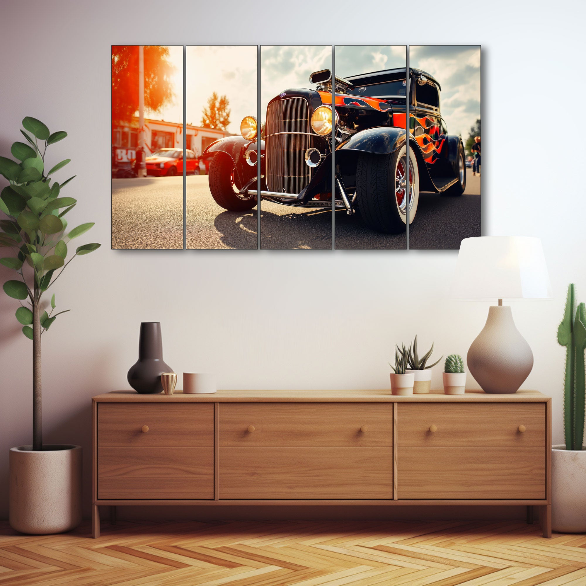 Vintage Car Painting with frame Big Size Wall Art for living room,Bedroom,Drawing room,Hotels