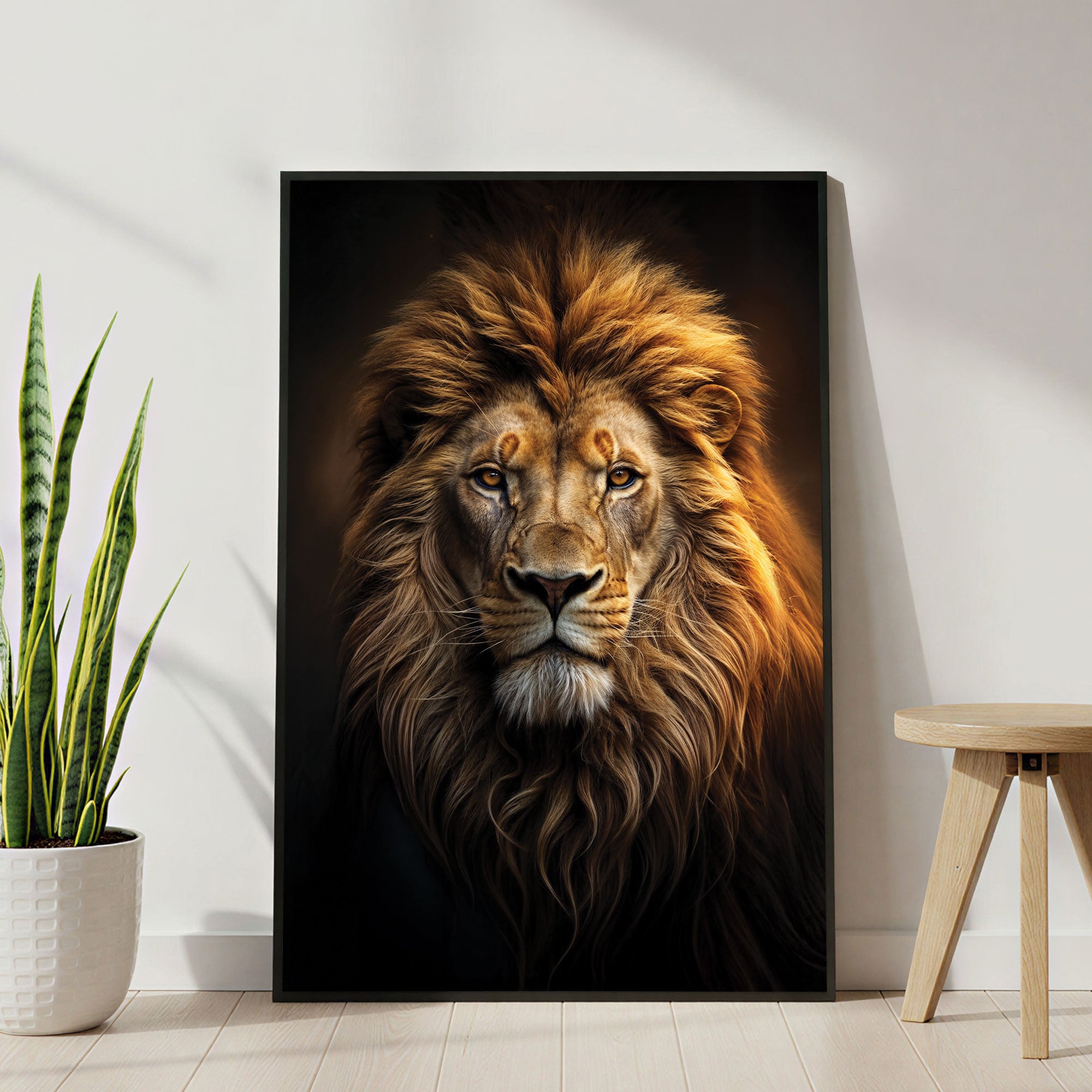 The Castle Decor Majestic Lion Portrait Wall Art, Royal Wildlife Artwork with Premium Sparkle Finish, 20×30 Inch Wall Décor for Living Room & Office