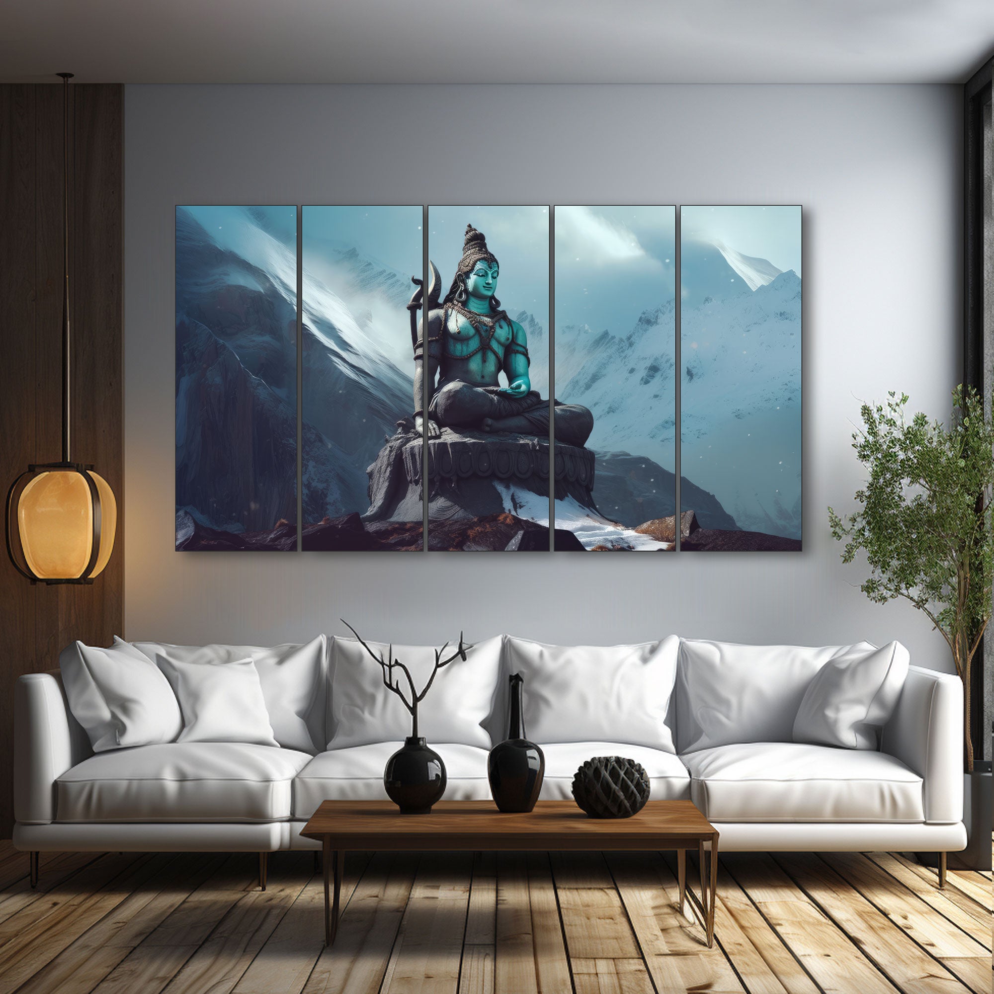 Lord Shiva Painting with frame Big Size Wall Art for living room,Bedroom,Drawing room,Hotels 27x48"