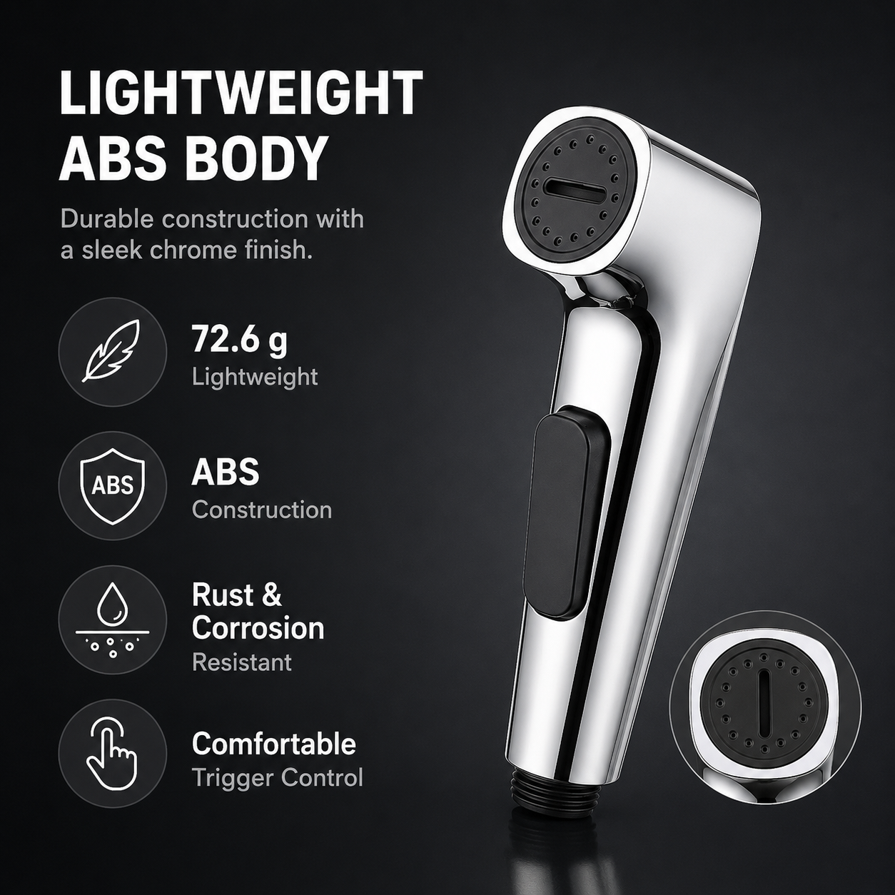 The Castle Decor Health Faucet Spray Gun | ABS Hand Bidet Sprayer with Chrome Finish & G1/2 Inch Connection