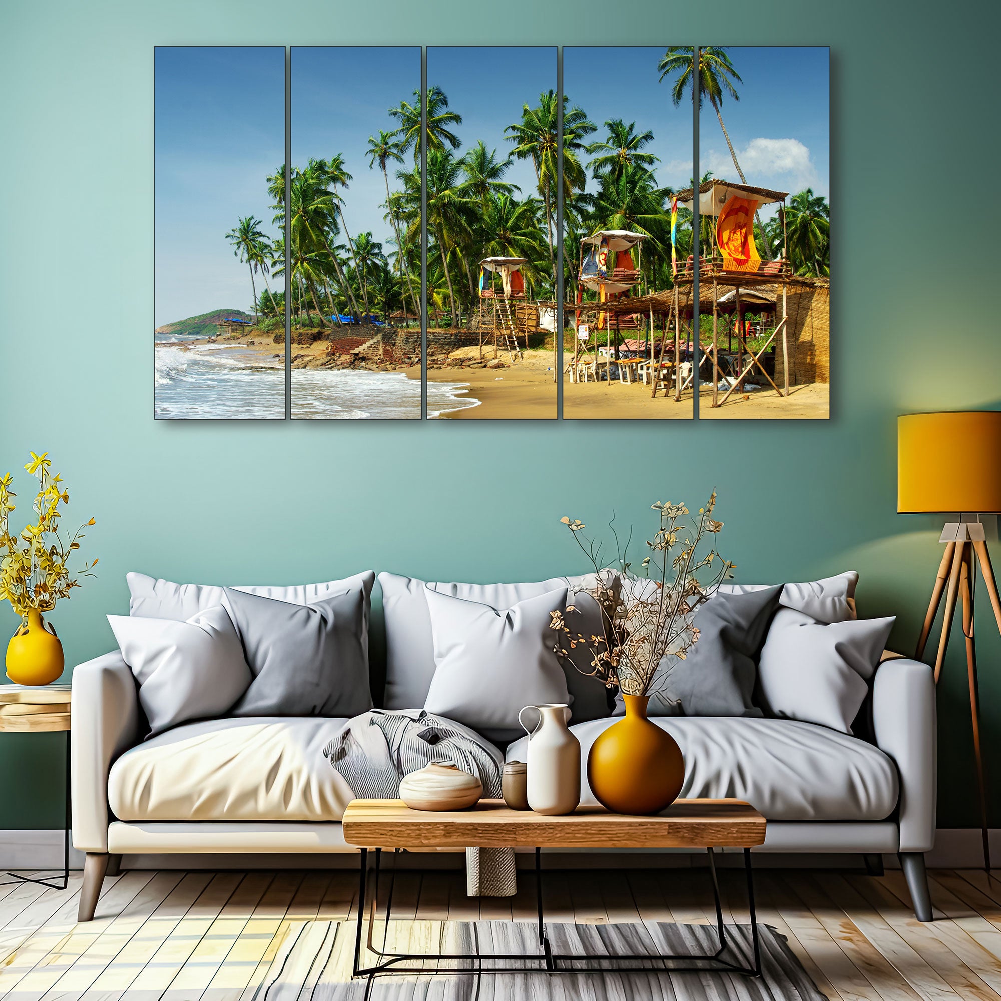 Kerala Sea Painting with frame Big Size Wall Art for living room,Bedroom,Drawing room,Hotels