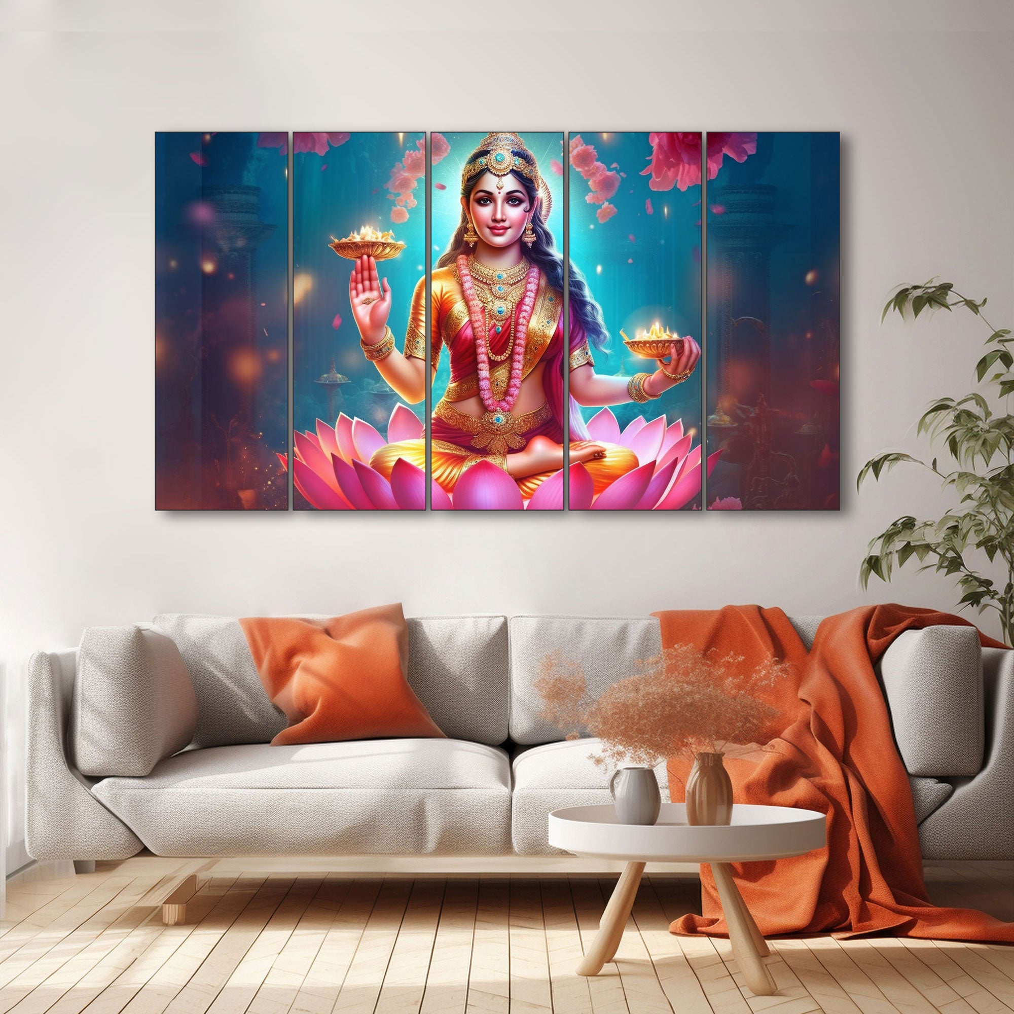 Goddess Laxmi ji Painting with frame Big Size Wall Art for living room,Bedroom,Drawing room,Hotels