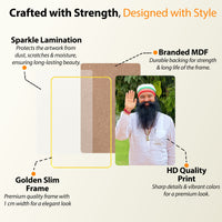 Ram Rahim Ji Digital Wall Art | Sparkle Laminated Golden Slim Frame | Photo Frame for Spiritual Home & Office Décor 20X30 Inches