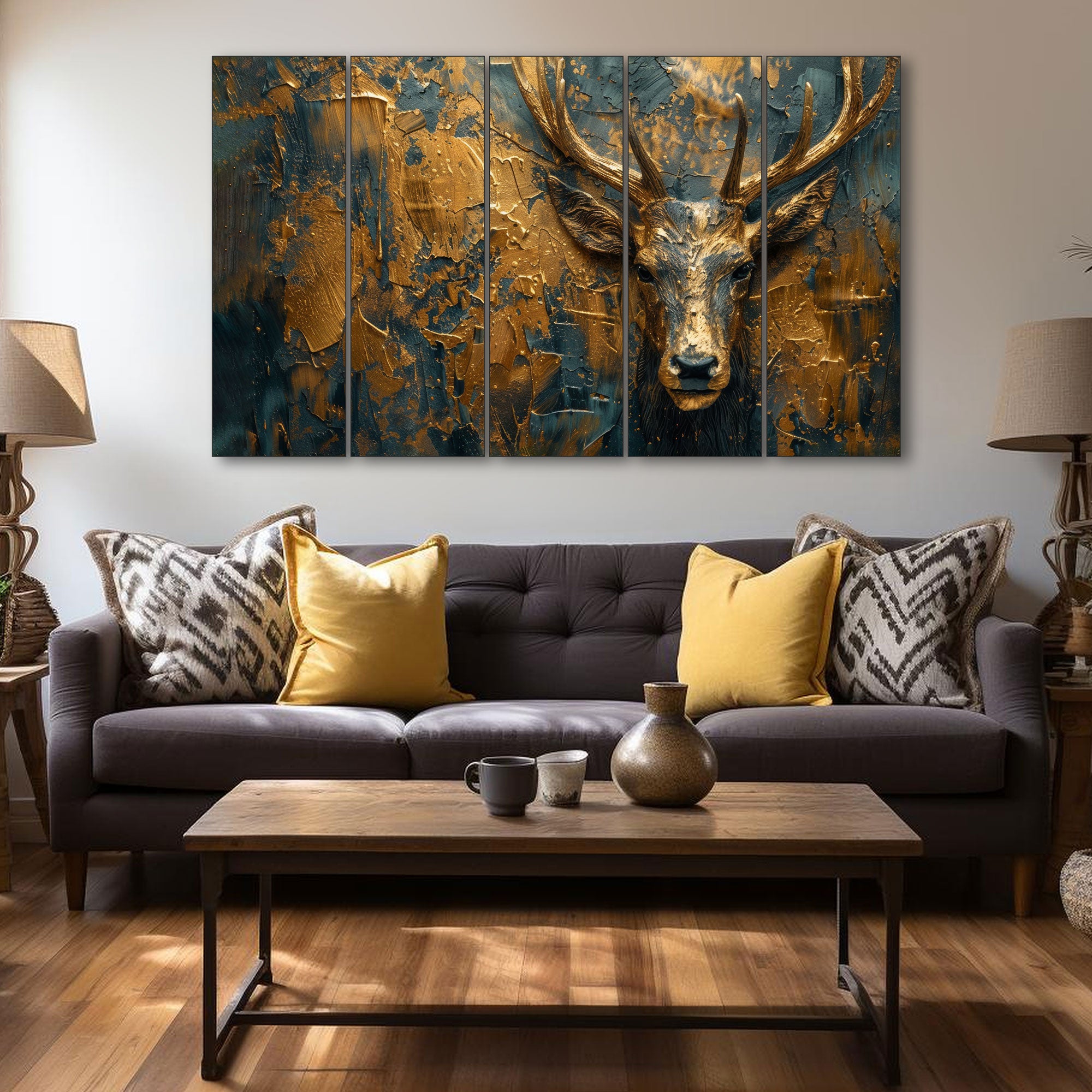Deer Painting with frame Big Size Wall Art for living room,Bedroom,Drawing room,Hotels