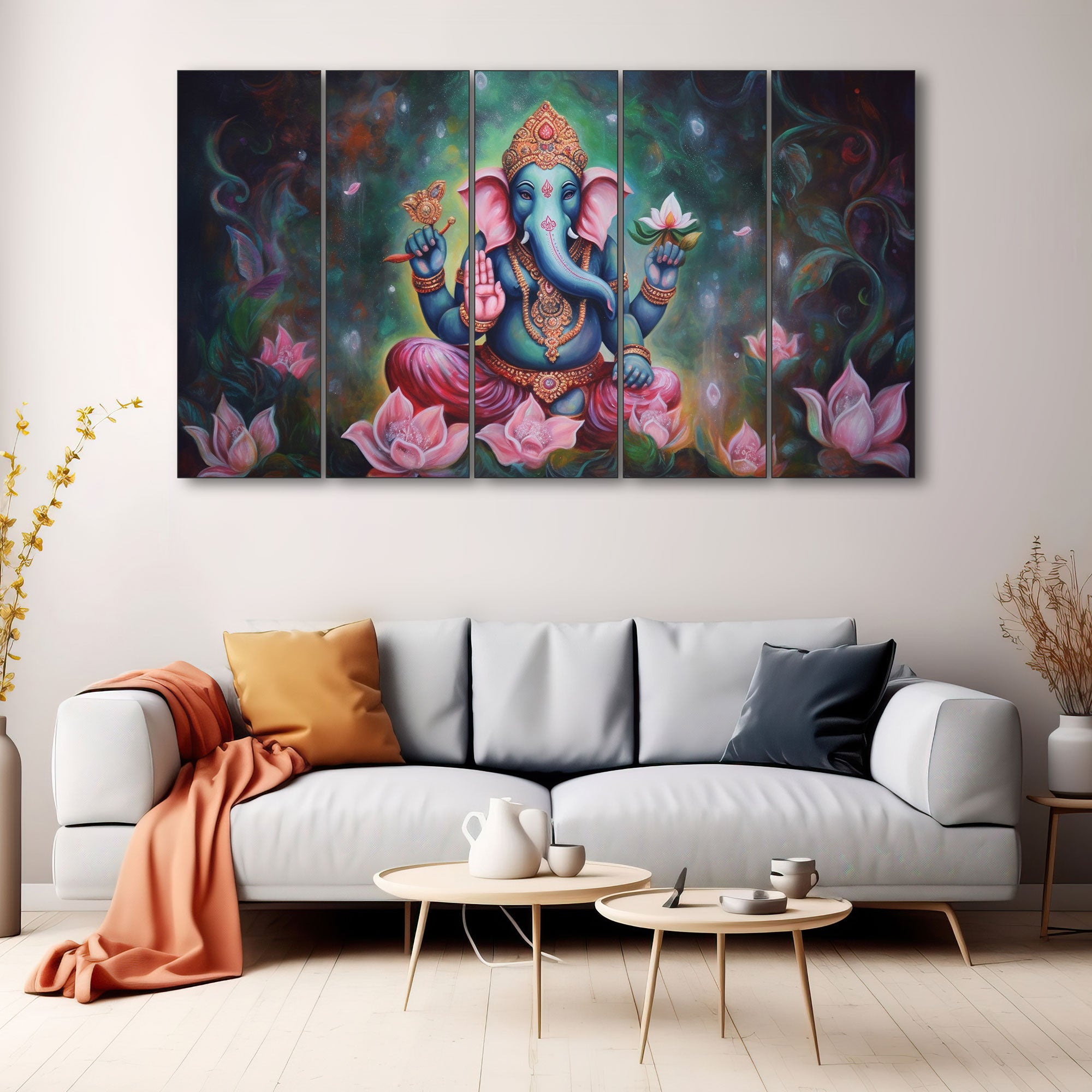 Lord Ganesha Painting with frame Big Size Wall Art for living room,Bedroom,Drawing room,Hotels
