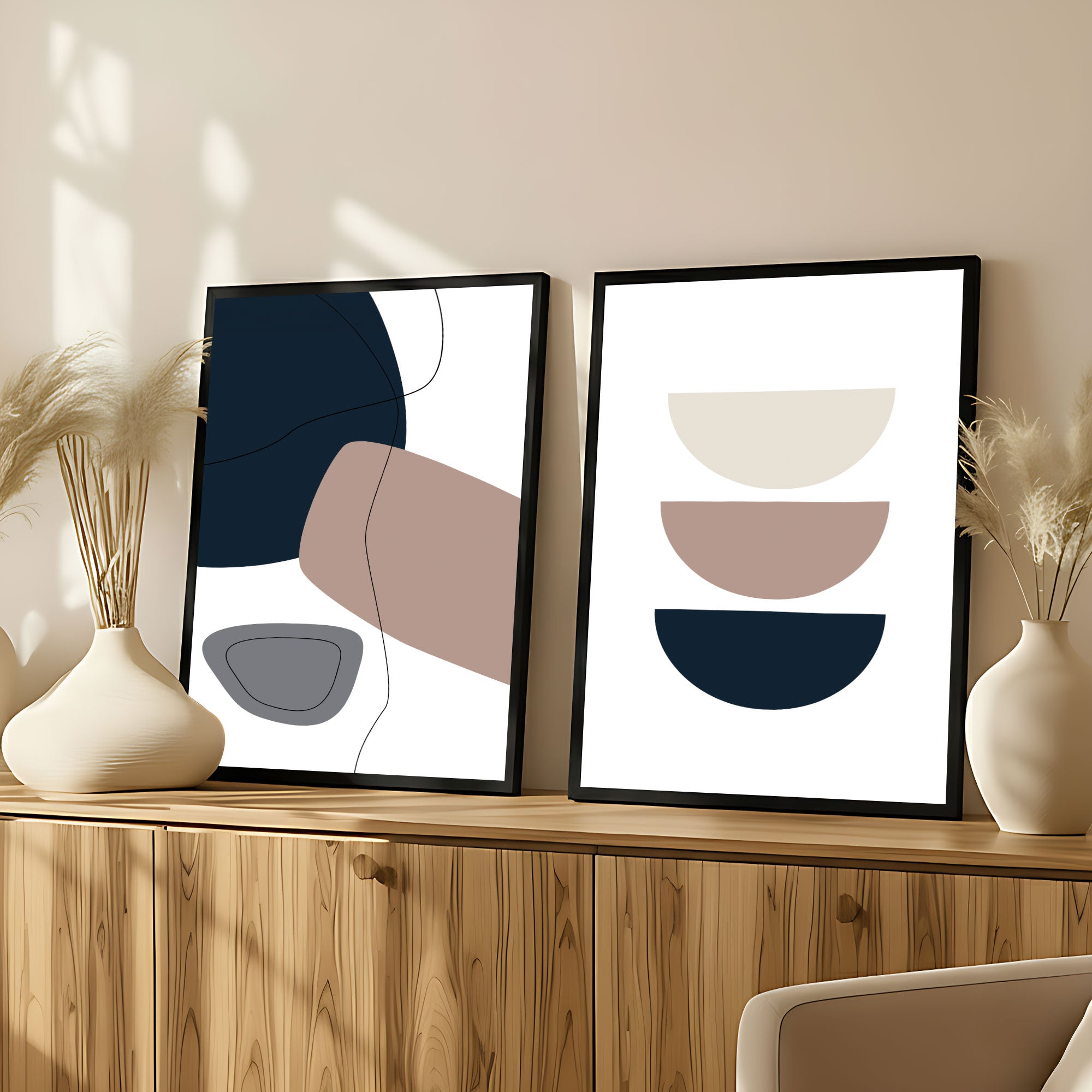 The Castle Decor Boho Wall Art for Living Room Big Size | Framed Abstract Botanical Paintings for Living Room & Bedroom | Modern Home Decoration & Perfect Gifting Option | Set of 2 (11×17 Inch Each)5