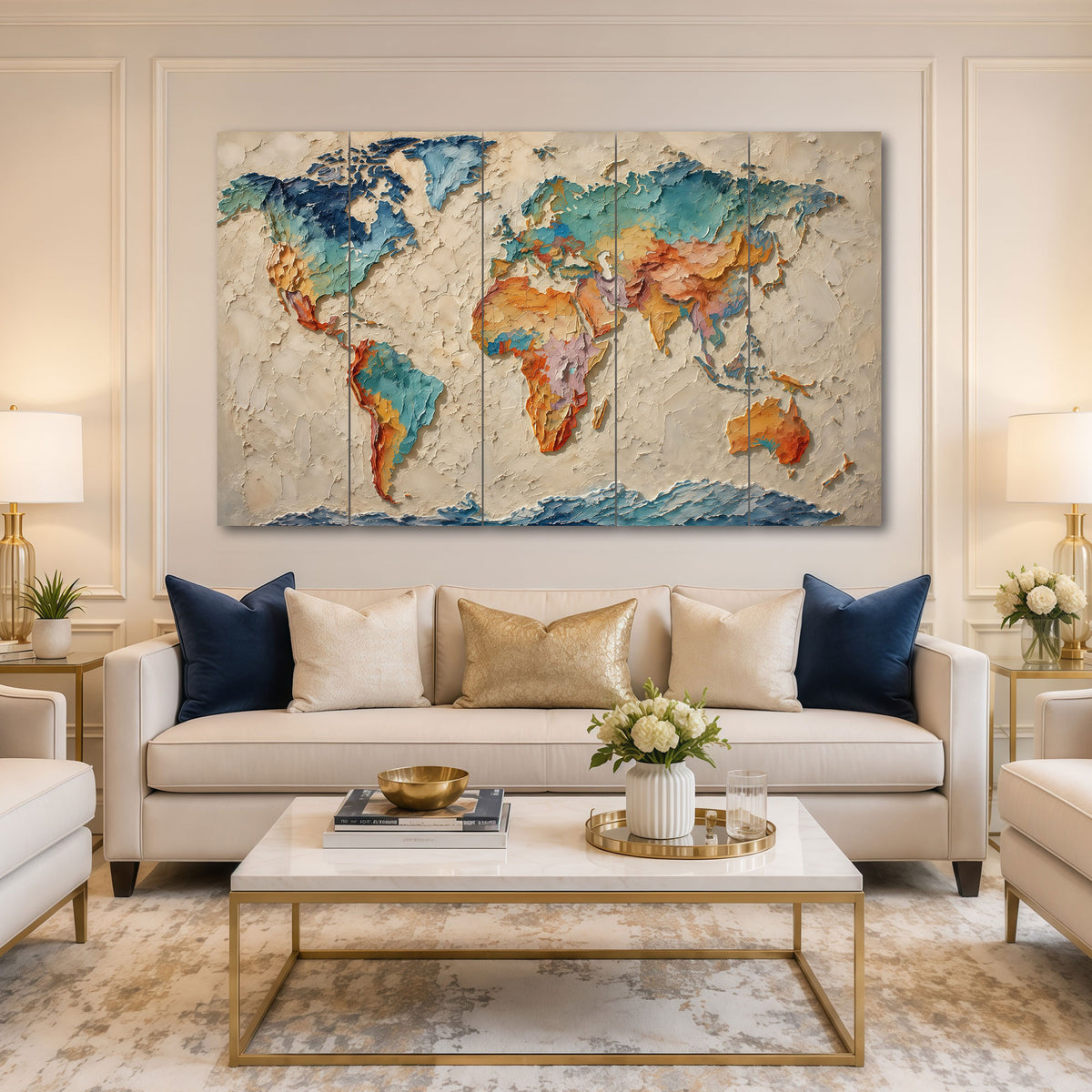 Map Painting with frame Big Size Wall Art for living room,Bedroom,Drawing room,Hotels
