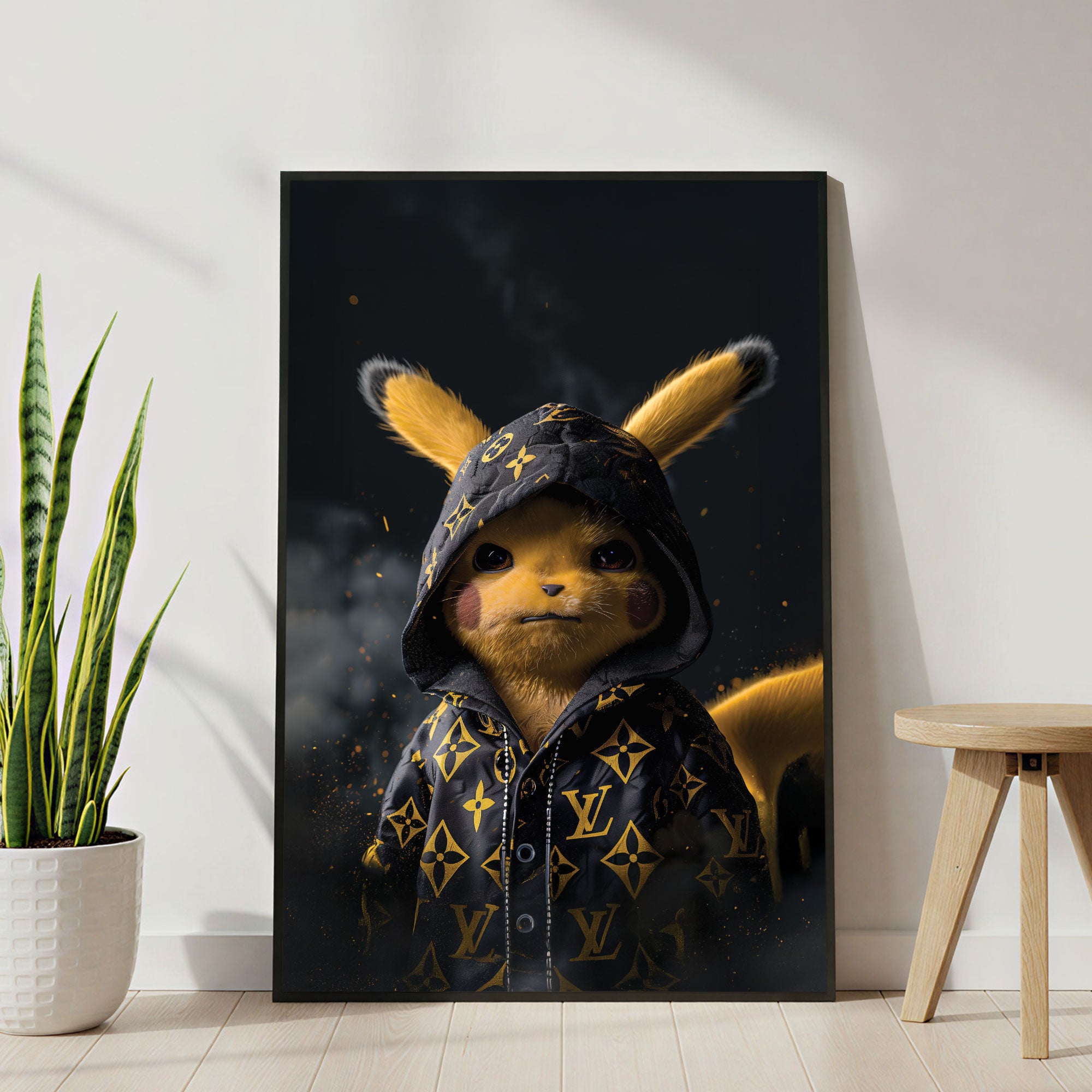The Castle Decor Pikachu Inspired Wall Art – Motivational Pop Art Poster, Luxury Sparkle Finish Wall Décor, 20×30 Inch for Home, Office & Gaming Room