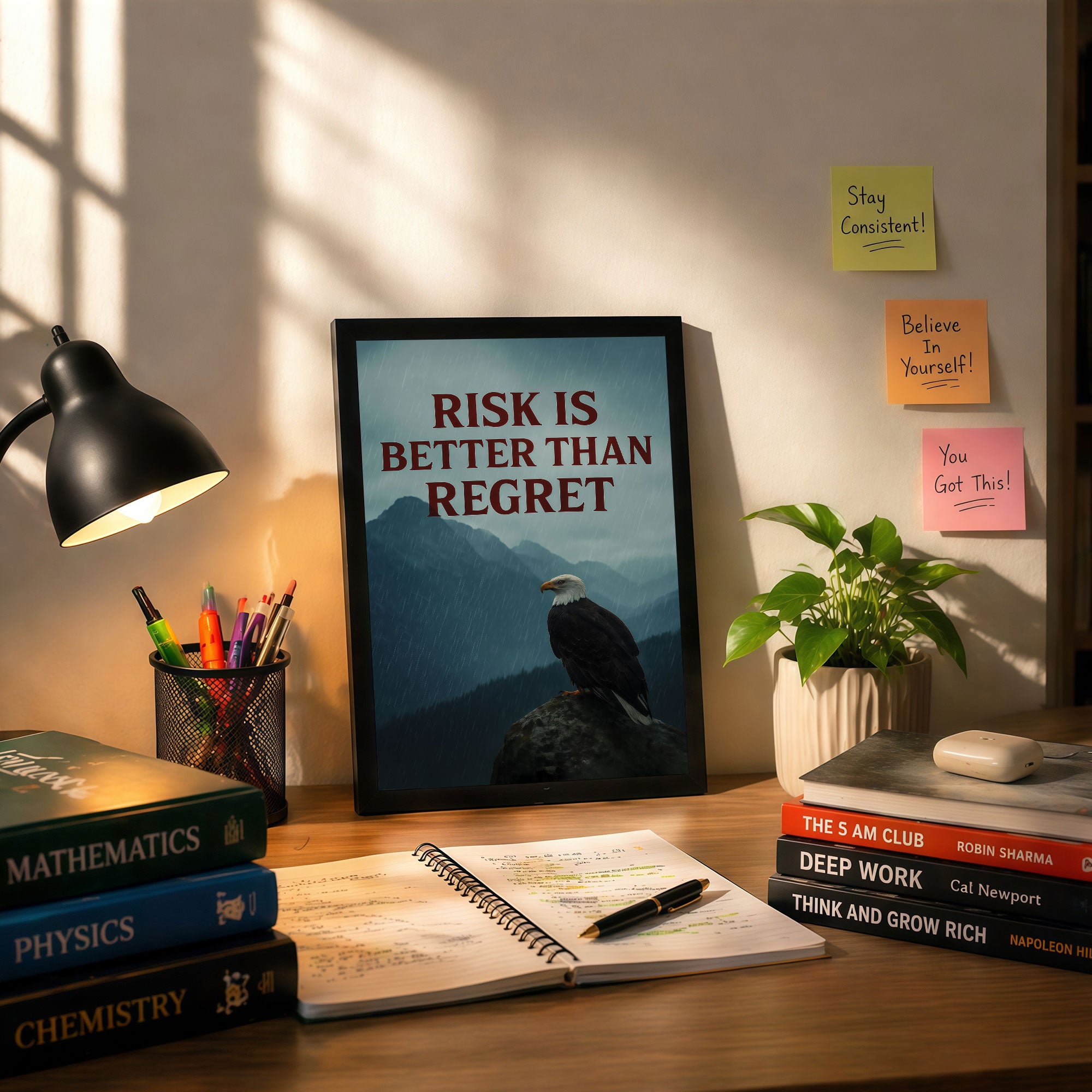 The Castle Decor Risk Is Better Than Regret Wall Art Frame | Motivational Decor for Home & Office