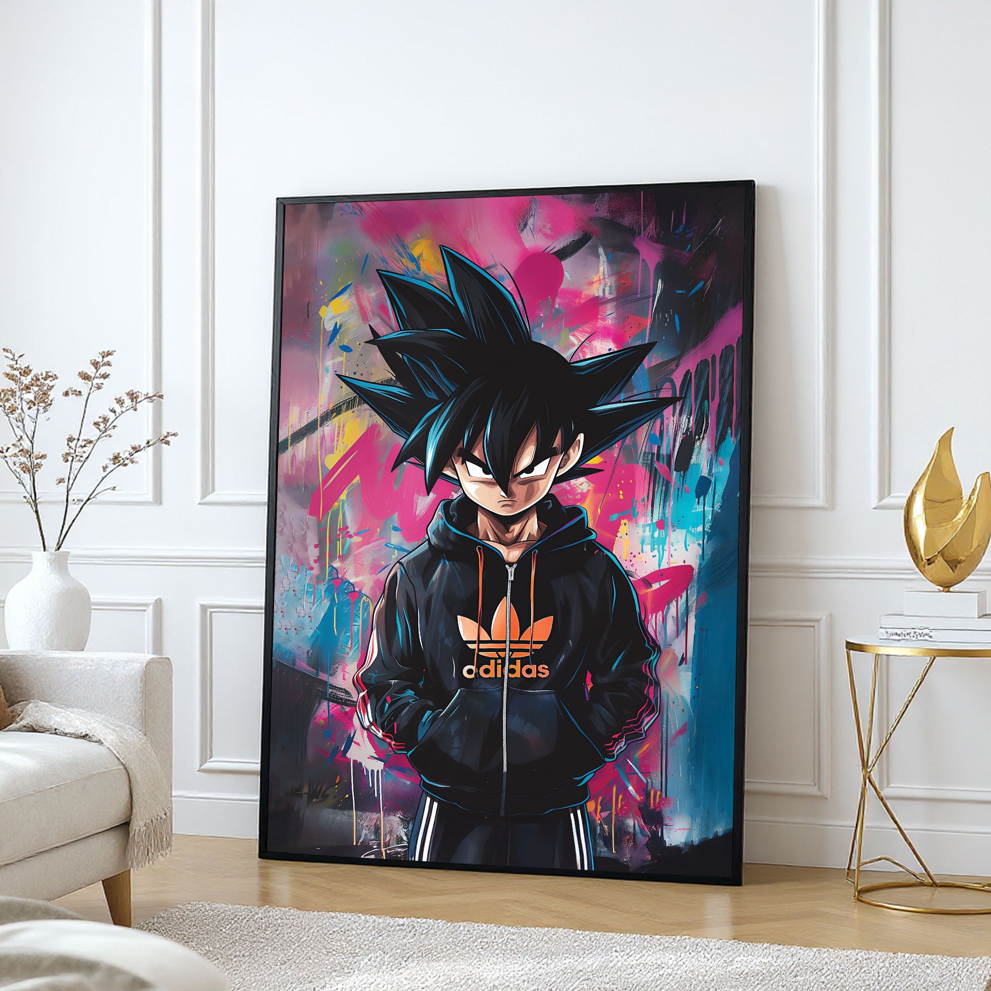 The Castle Decor Anime Street Art Wall Poster – Hoodie Warrior Graffiti Artwork, Premium Sparkle Finish Wall Décor, 20×30 Inch for Bedroom & Gaming Room
