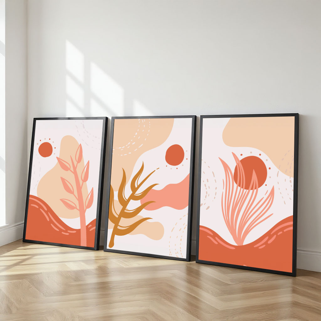 The Castle Decor Boho Wall Art for Living Room Big Size | Framed Abstract Botanical Paintings for Living Room & Bedroom | Modern Home Decoration & Perfect Gifting Option | Set of 3 (11×17 Inch Each) -8