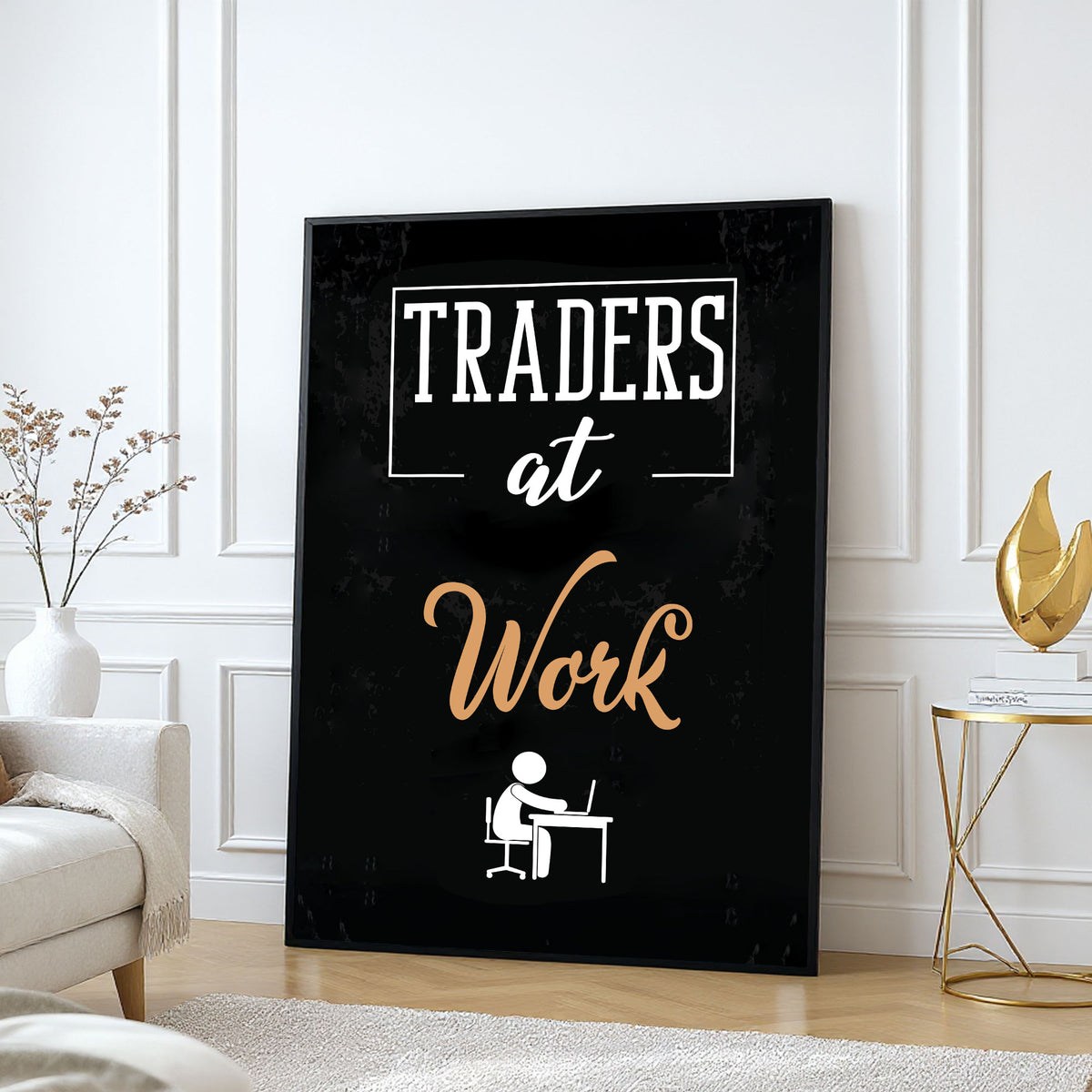 The Castle Decor Trading Motivational Wall Art – Stock Market Quote Artwork, Modern Office Sparkle Finish Wall Décor, 20×30 Inch for Traders & Investors