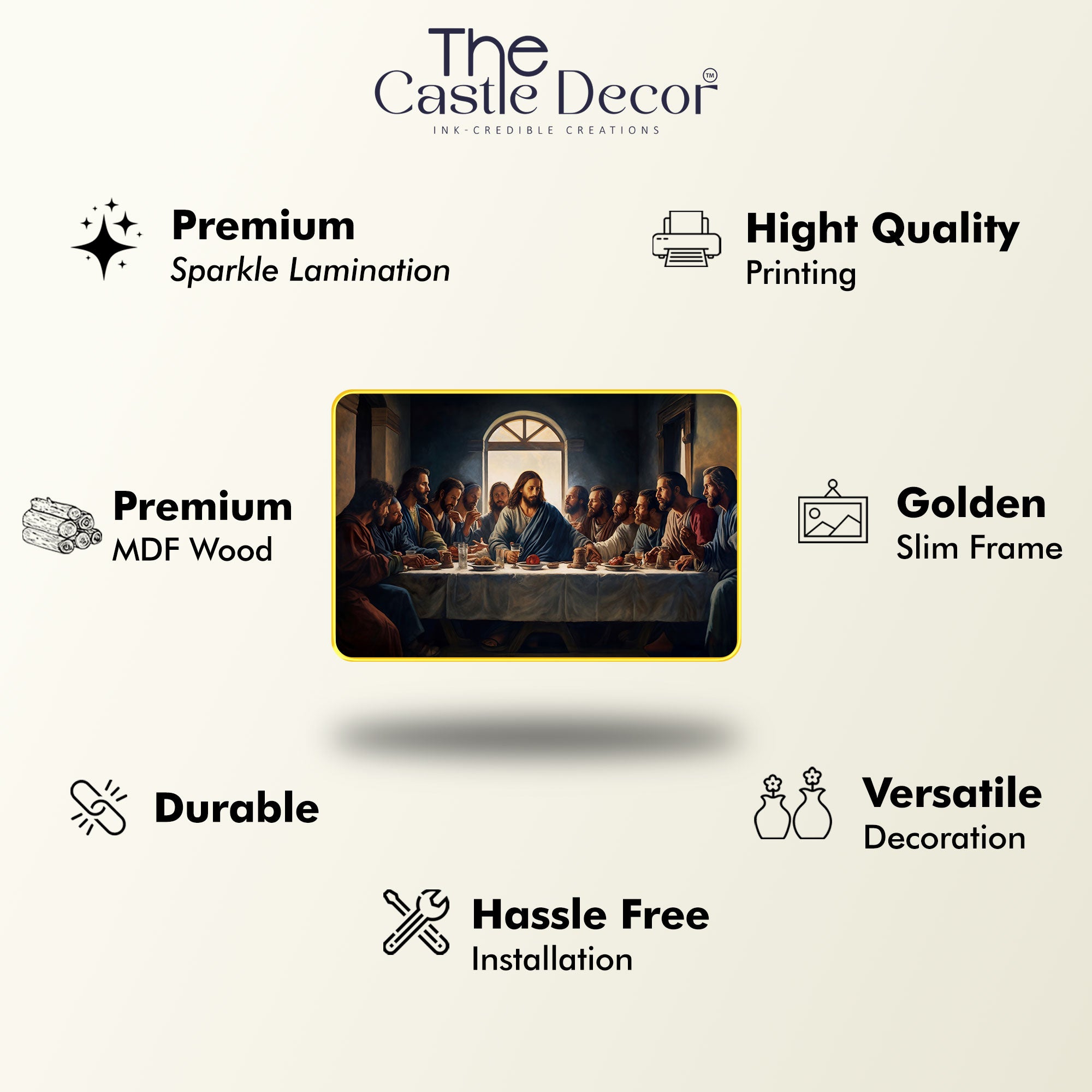 The Castle Decor Jesus Wall Art Painting with Wooden Frame | Spiritual Christian Wall Décor for Living Room, Bedroom, Office & Home | Religious Gift Option
