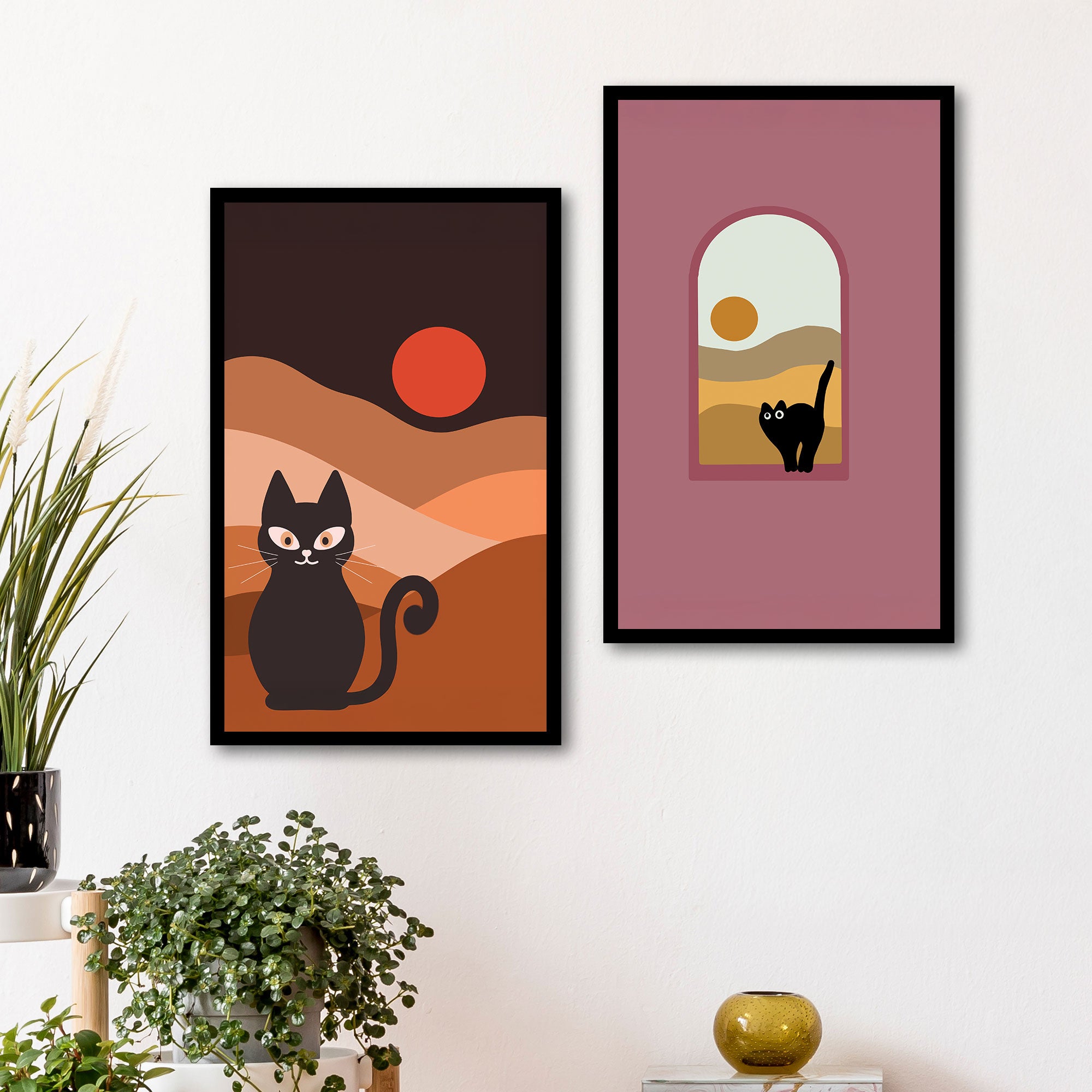 The Castle Decor Boho Wall Art for Living Room Big Size | Framed Abstract Botanical Paintings for Living Room & Bedroom | Modern Home Decoration & Perfect Gifting Option | Set of 2 (11×17 Inch Each)3