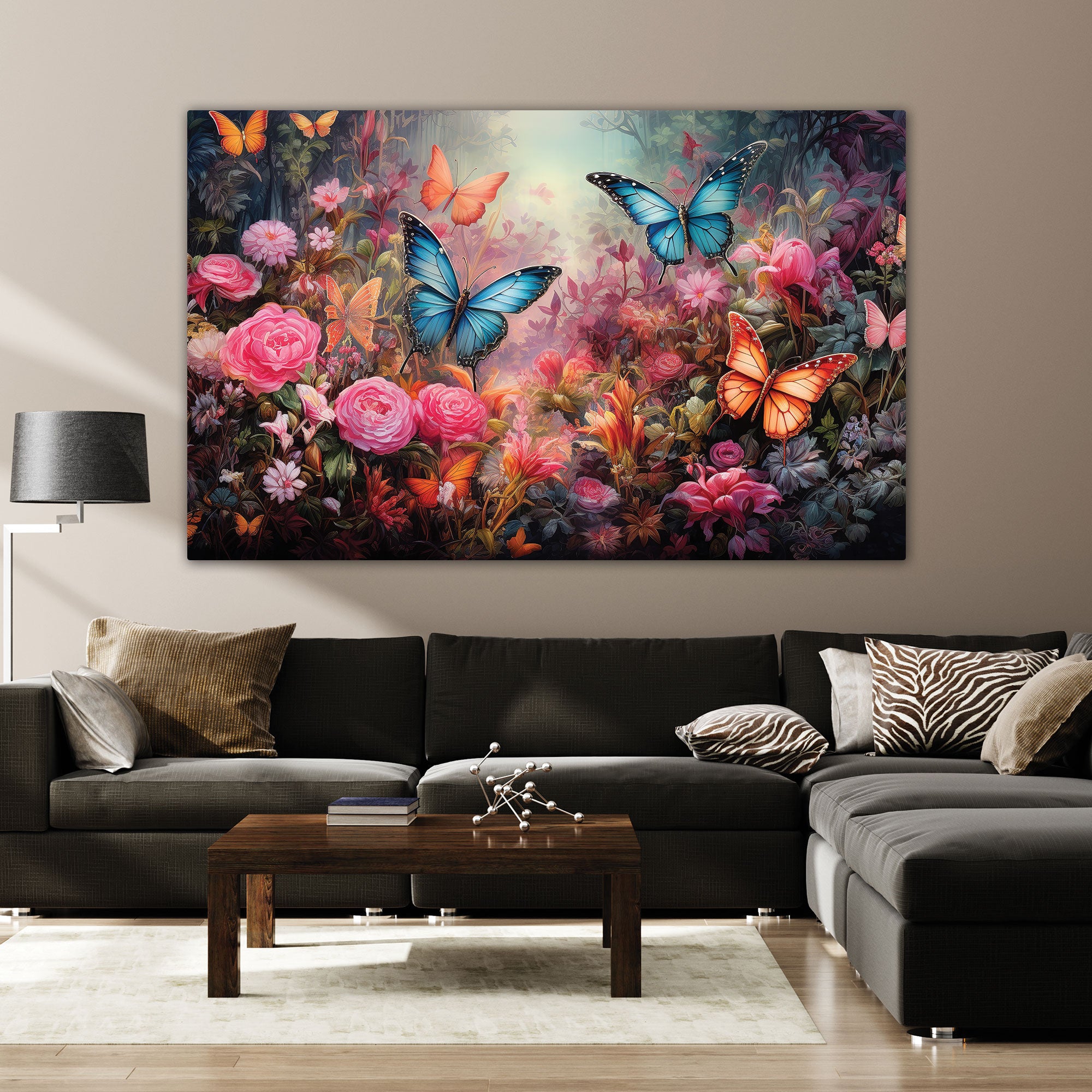 Buttrflies Abstract Canvas painting with frame Big Size Wall Art for living room,Bedroom,Drawing room,Hotels