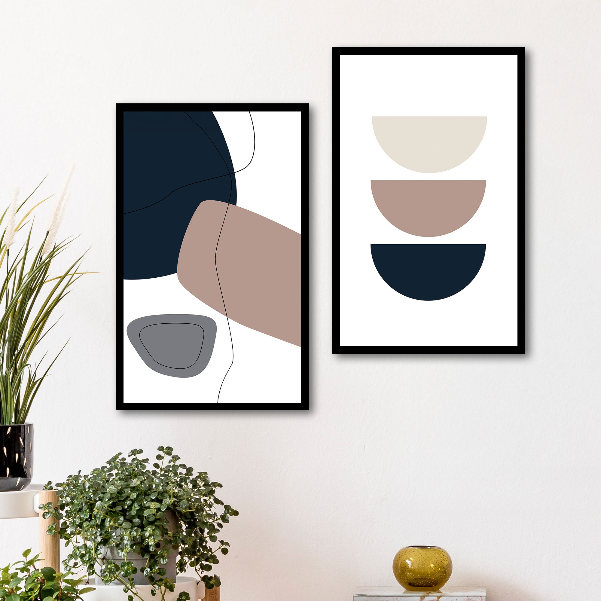 The Castle Decor Boho Wall Art for Living Room Big Size | Framed Abstract Botanical Paintings for Living Room & Bedroom | Modern Home Decoration & Perfect Gifting Option | Set of 2 (11×17 Inch Each)5