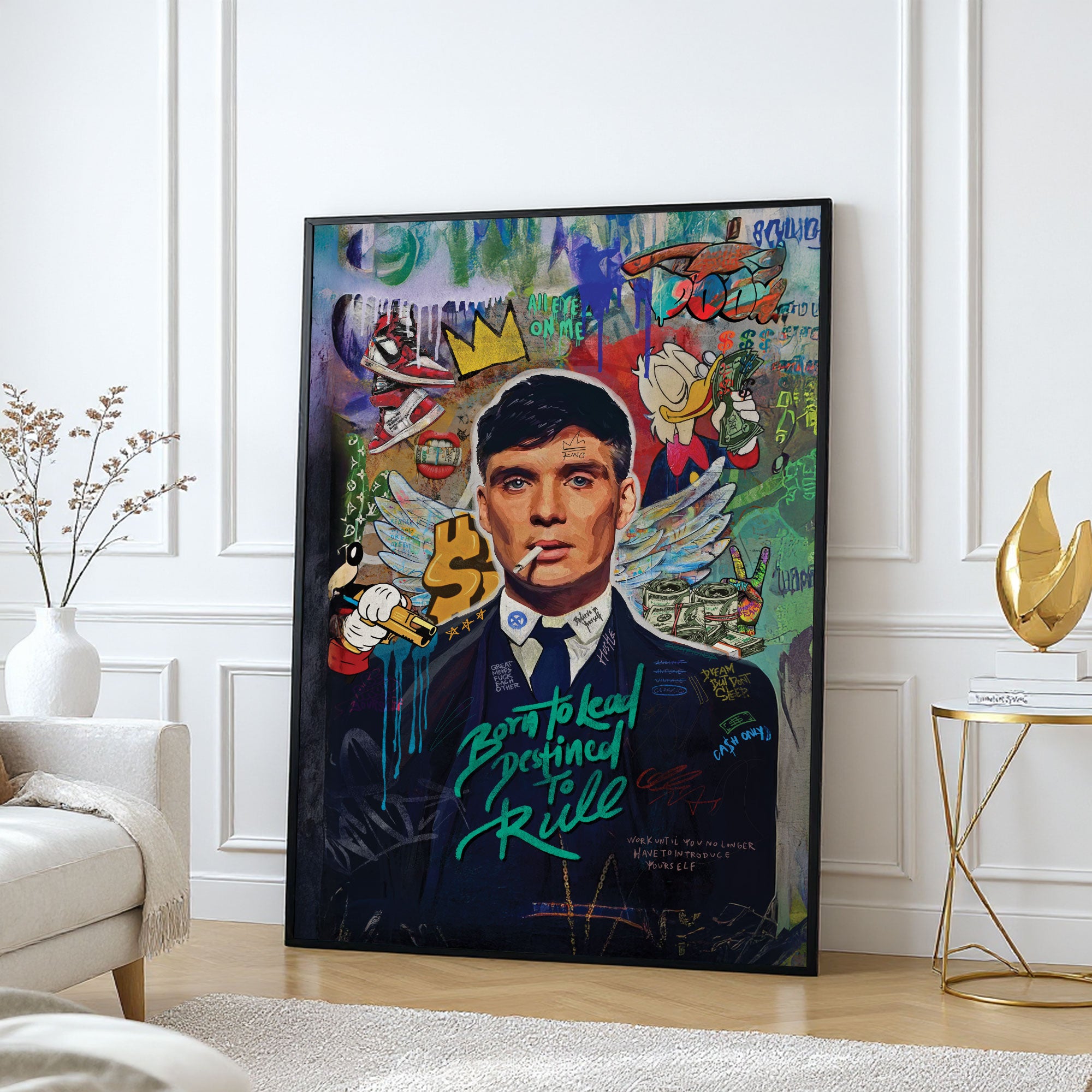 The Castle Decor Peaky Blinders Inspired Wall Art – Gangster Mafia Motivational Artwork, Abstract Graffiti Sparkle Finish Décor, 20×30 Inch