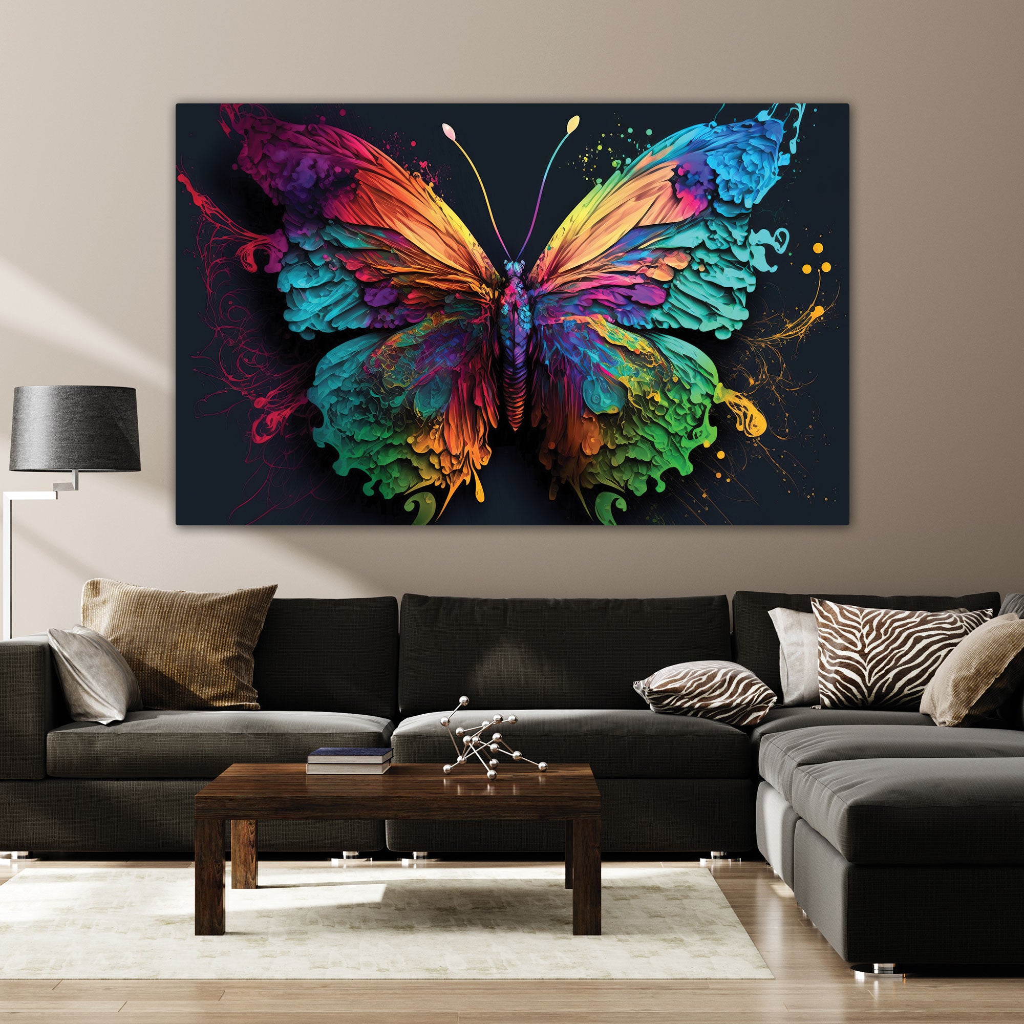 Abstract butterfly Canvas painting with frame Big Size Wall Art for living room,Bedroom,Drawing room,Hotels