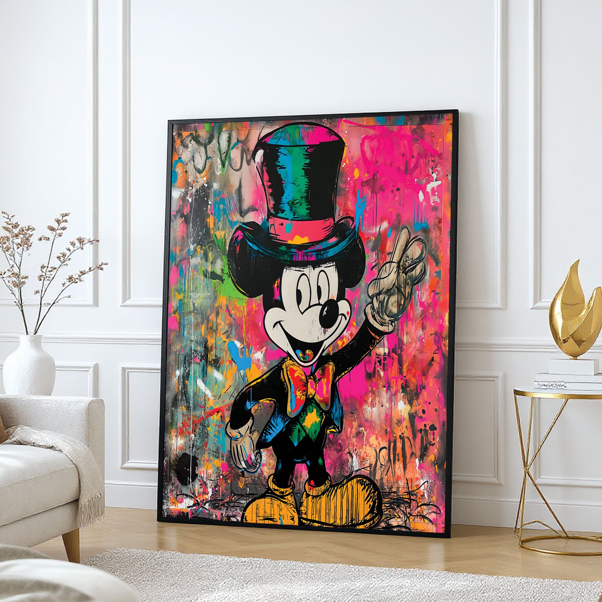 The Castle Decor Classic Cartoon Pop Art Wall Art – Colorful Graffiti Inspired Luxury Artwork with Premium Sparkle Finish, 20×30 Inch Wall Décor for Studio & Living Room