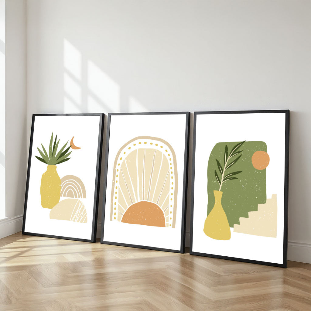 The Castle Decor Boho Wall Art for Living Room Big Size | Framed Abstract Botanical Paintings for Living Room & Bedroom | Modern Home Decoration & Perfect Gifting Option | Set of 3 (11×17 Inch Each) -7