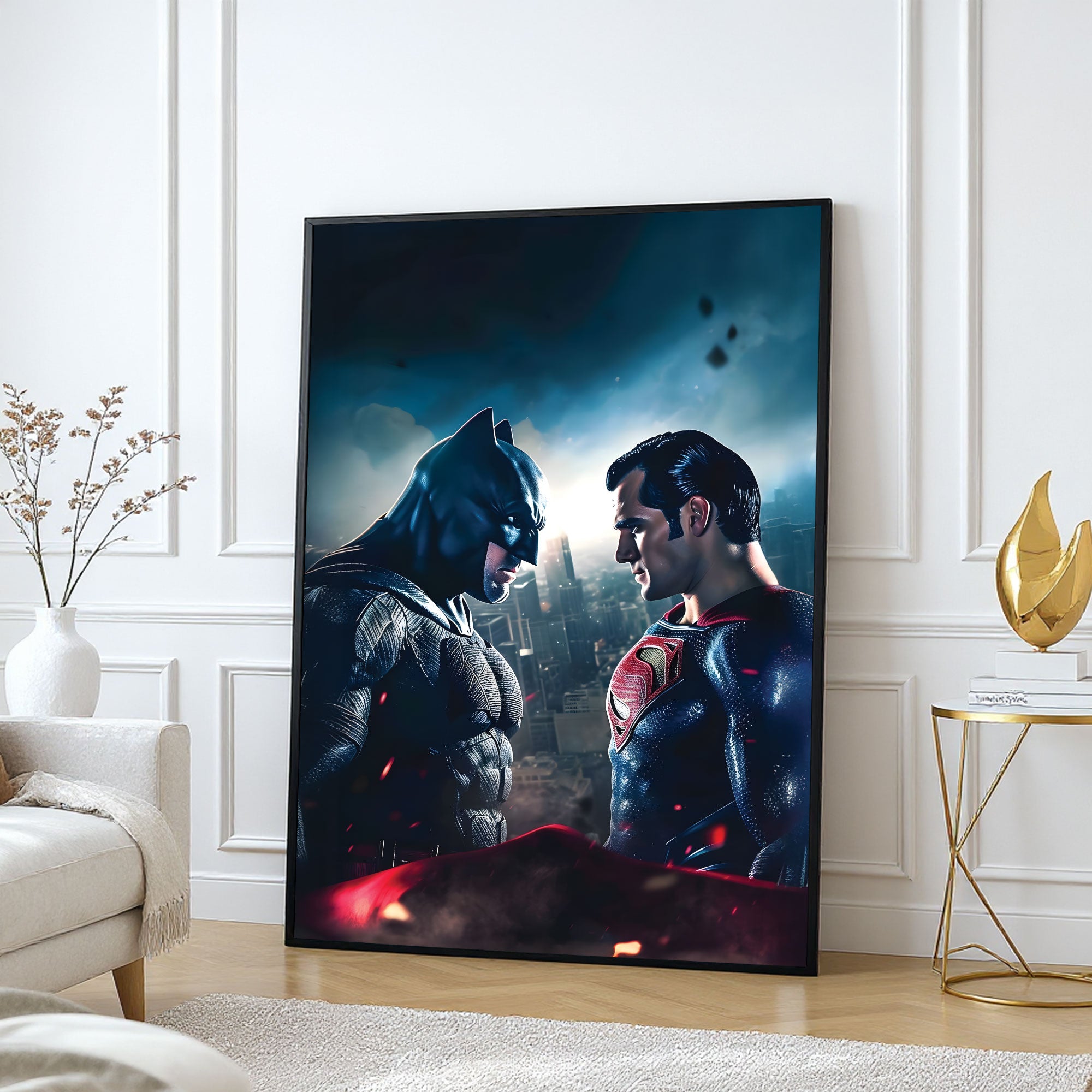 The Castle Decor Superhero Face-Off Wall Art Poster, Epic Hero vs Rival Cinematic Style Artwork with Premium Sparkle Finish, 20×30 Inch Wall Décor for Gaming Room