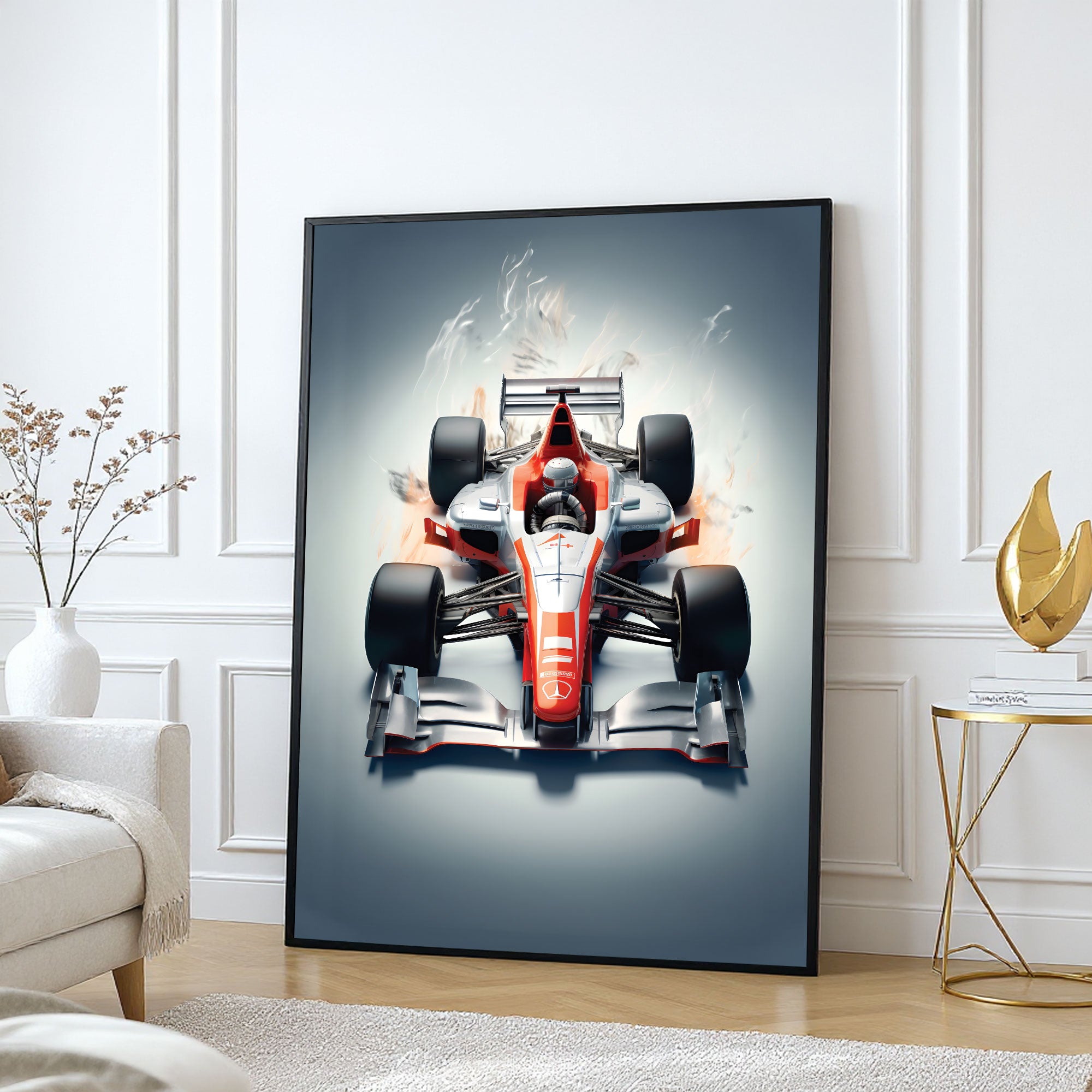 The Castle Decor Formula Racing Car Wall Art, High Speed Motorsports Abstract Artwork with Premium Sparkle Finish, 20×30 Inch Wall Décor for Man Cave & Office