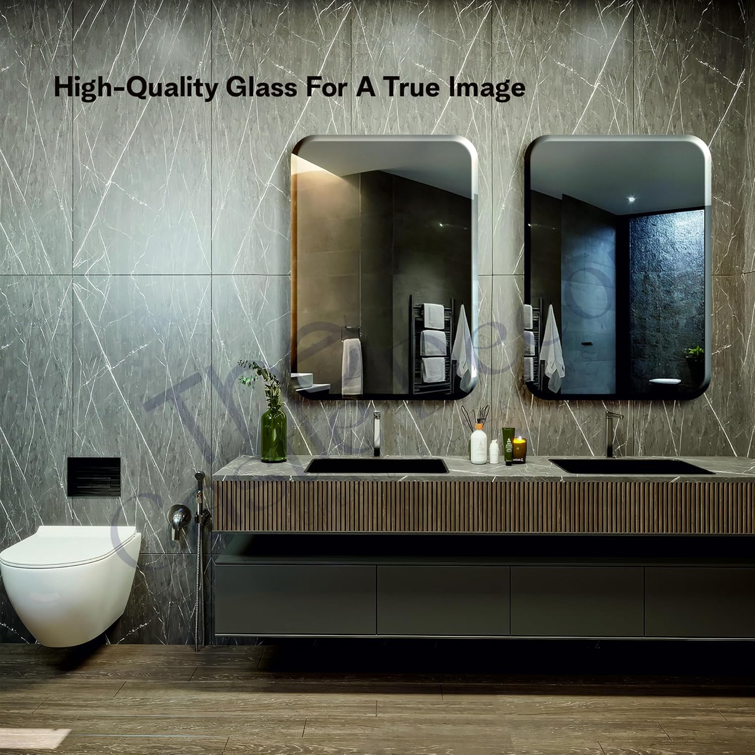 The Castle Decor Rectangular Frameless Glass Wall Mirror 18x24 Inch for Bathroom, Bedroom & Living Room