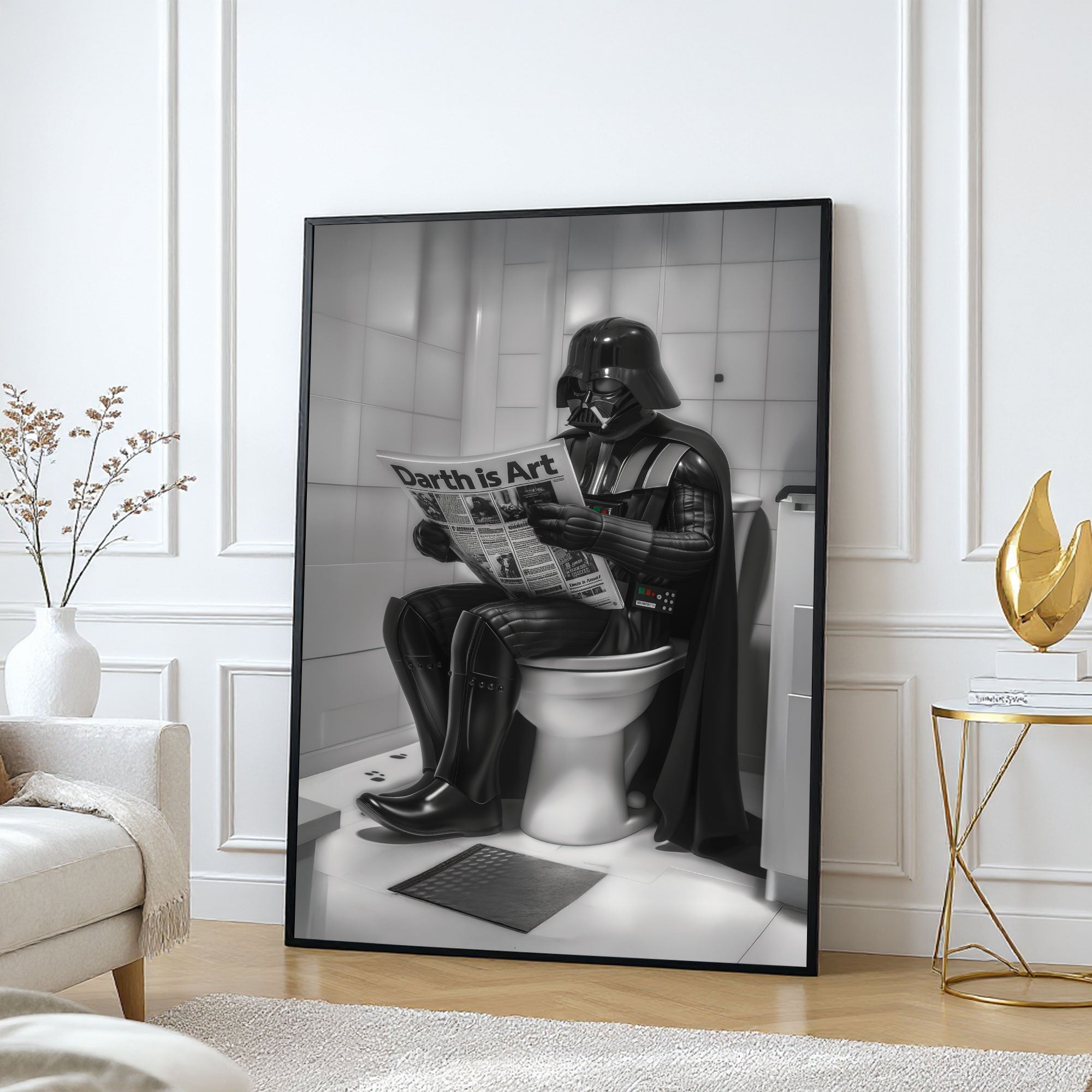 The Castle Decor Darth Vader Wall Art Poster, Dark Humor Pop Culture Artwork with Premium Sparkle Finish, 20×30 Inch Wall Décor for Man Cave & Gaming Room