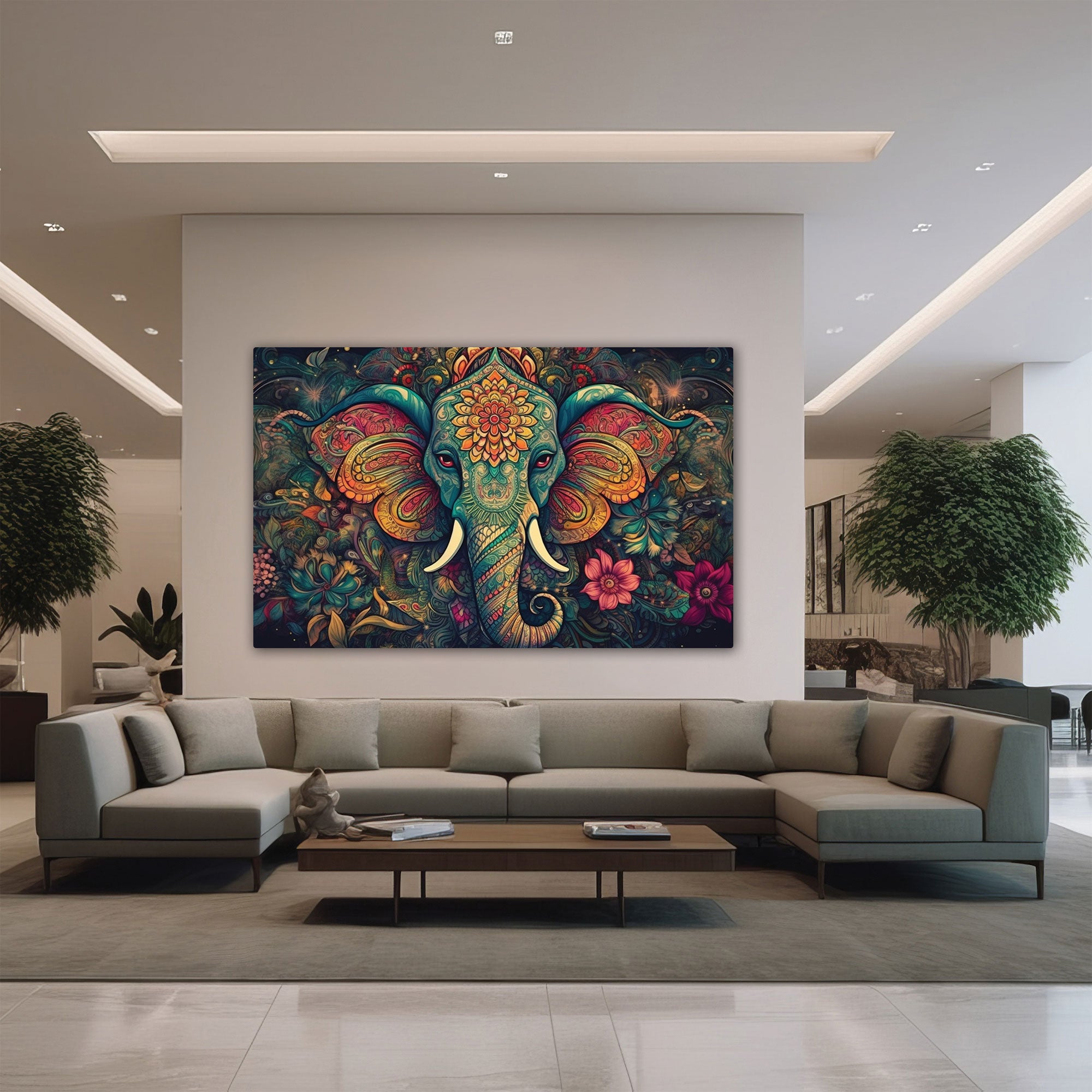 Ganesh ji Canvas painting with frame Big Size Wall Art for living room,Bedroom,Drawing room,Hotels
