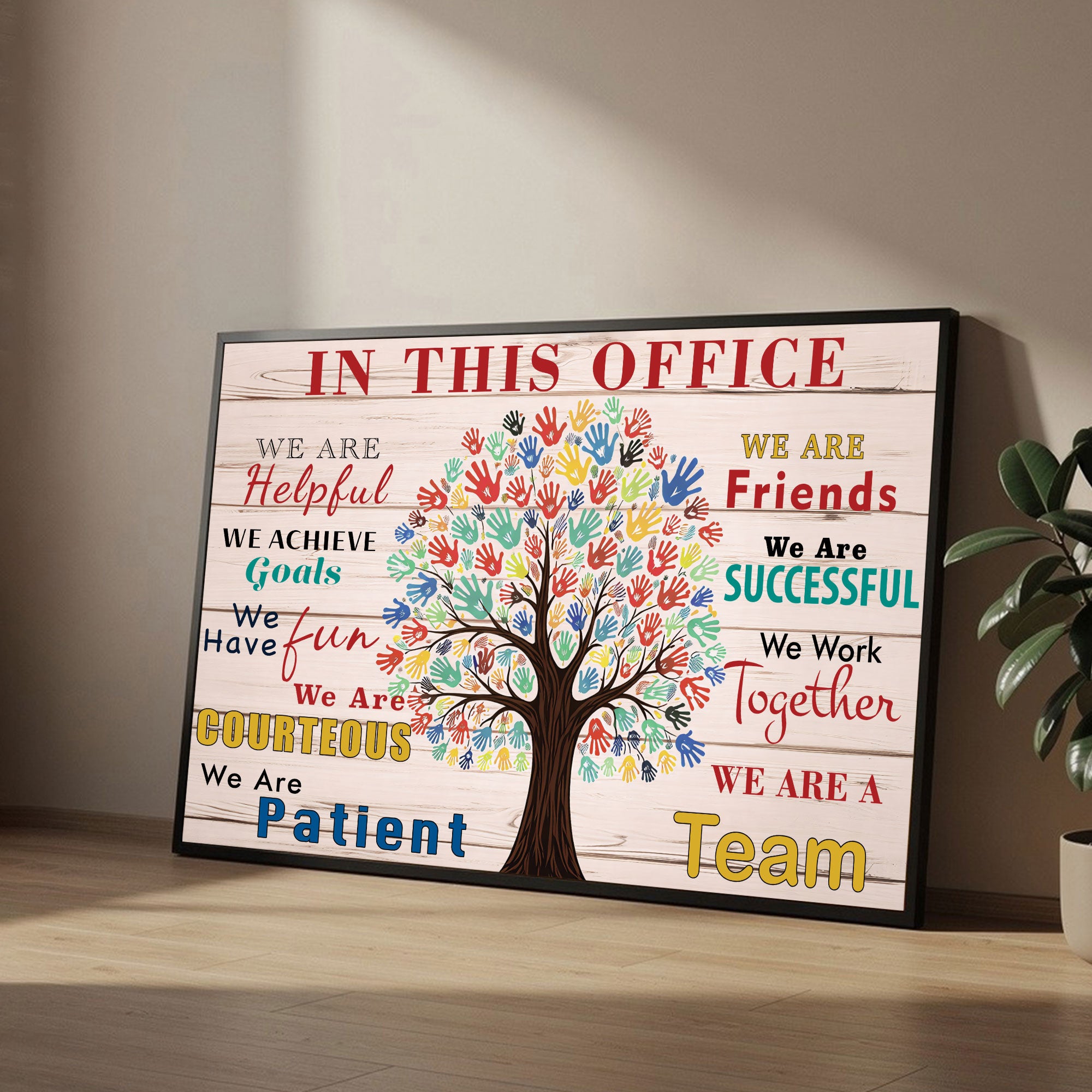 The Castle Decor Teamwork Motivational Wall Art Frame 20x30 Inch | Inspirational Office Digital Painitng with Black Fiber Frame & Sparkle Lamination | Team Building Quote Wall Decor for Office, Workplace, Meeting Room