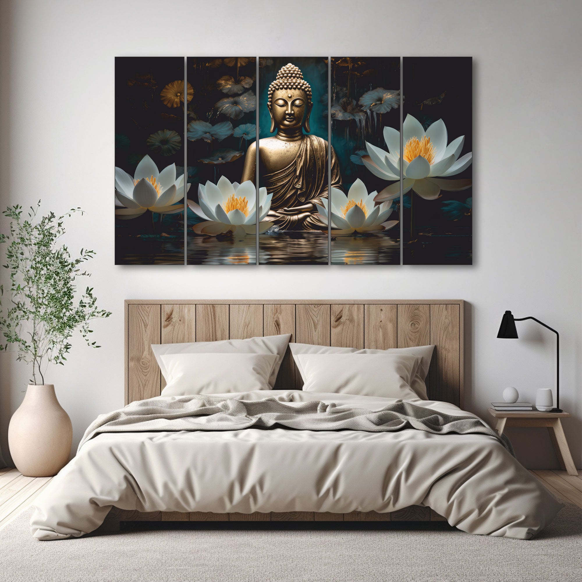 Lord Budha Painting with frame Big Size Wall Art for living room,Bedroom,Drawing room,Hotels
