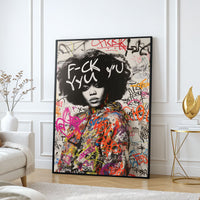 The Castle Decor Bold Graffiti Portrait Wall Art – Modern Street Fashion Illustration with Urban Attitude, Premium Sparkle Finish, 20×30 Inch Contemporary Wall Décor