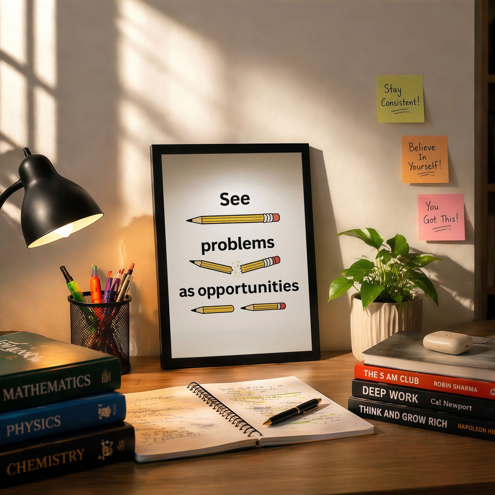 The Castle Decor See Problems As Opportunities Wall Art Frame | Inspirational Quote Poster for Office, Study & Home Decor