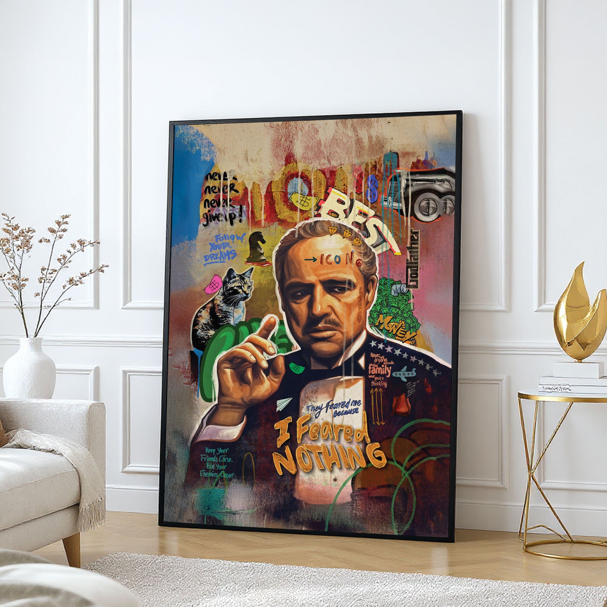 The Castle Decor Motivational Pop Culture Wall Art, Iconic Mafia Leader Inspired Artwork with Premium Sparkle Finish, 20×30 Inch Wall Décor for Office & Man Cave