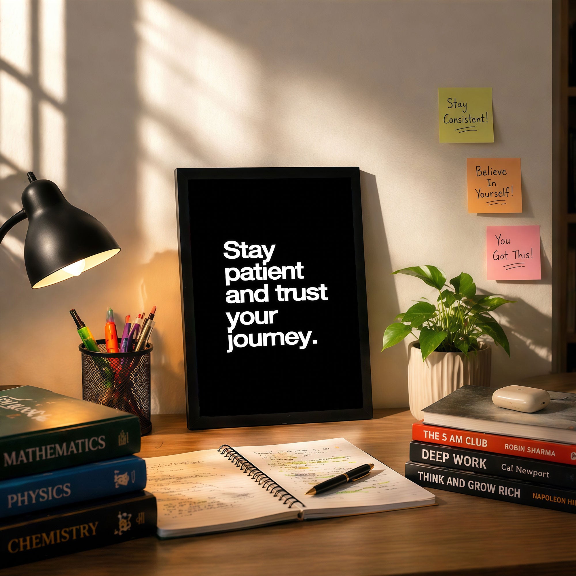 The Castle Decor Stay Patient Trust Your Journey Wall Art Frame | Motivational Decor for Home & Office