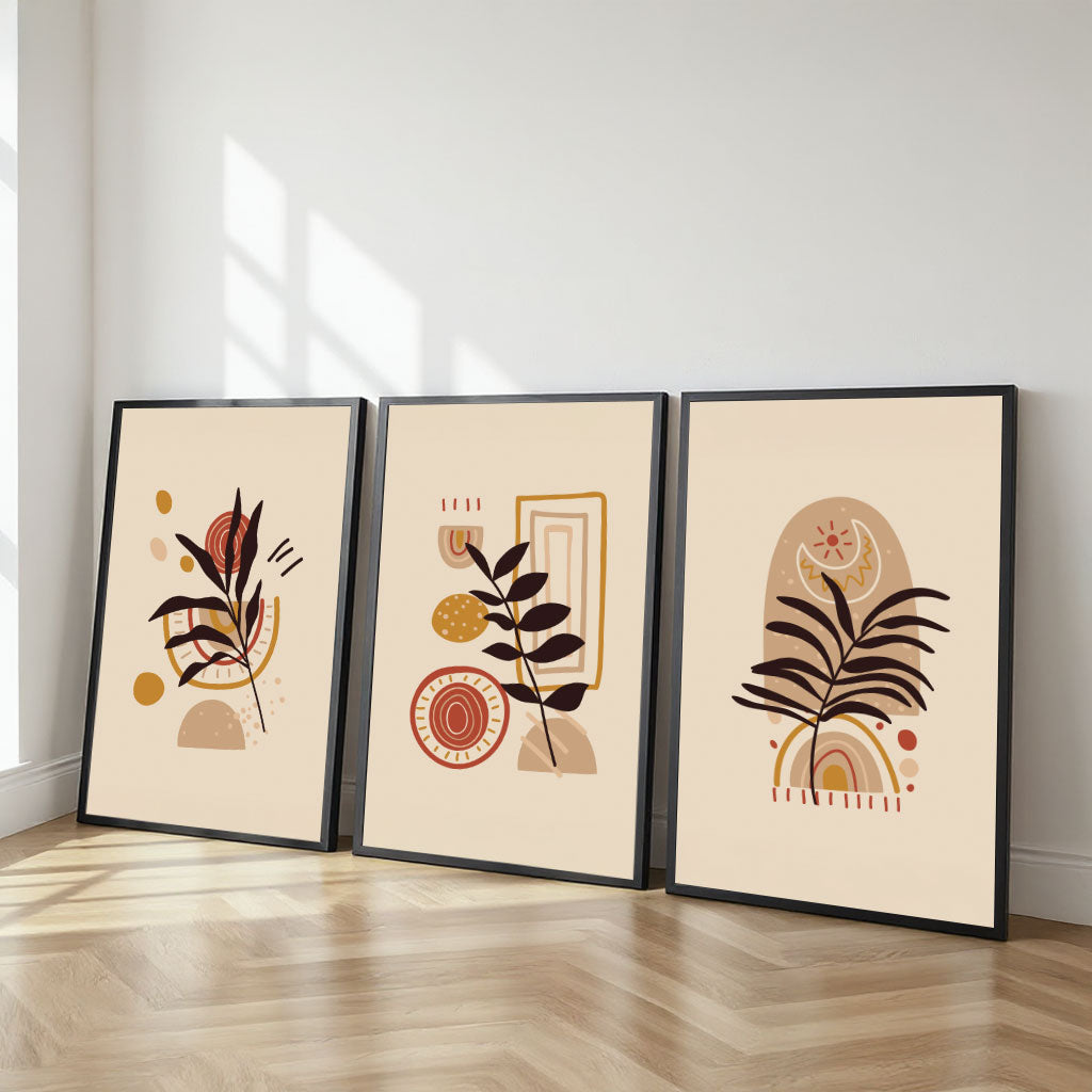 The Castle Decor Boho Wall Art for Living Room Big Size | Framed Abstract Botanical Paintings for Living Room & Bedroom | Modern Home Decoration & Perfect Gifting Option | Set of 3 (11×17 Inch Each) – 6
