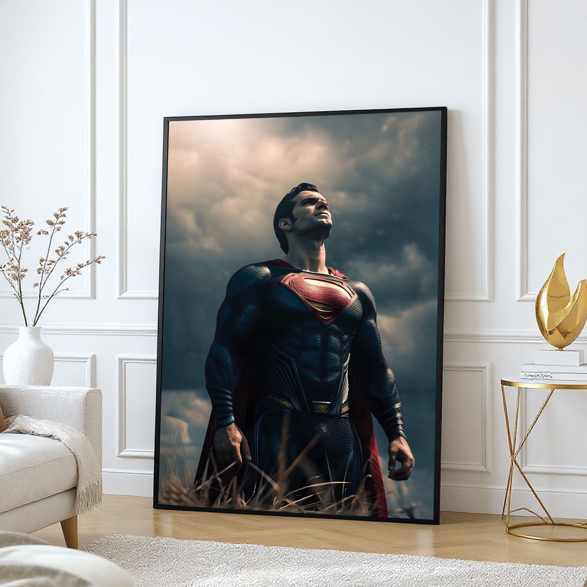 The Castle Decor Superhero Power Pose Wall Art, Inspirational Strength Abstract Artwork with Premium Sparkle Finish, 20×30 Inch Wall Décor for Bedroom & Office