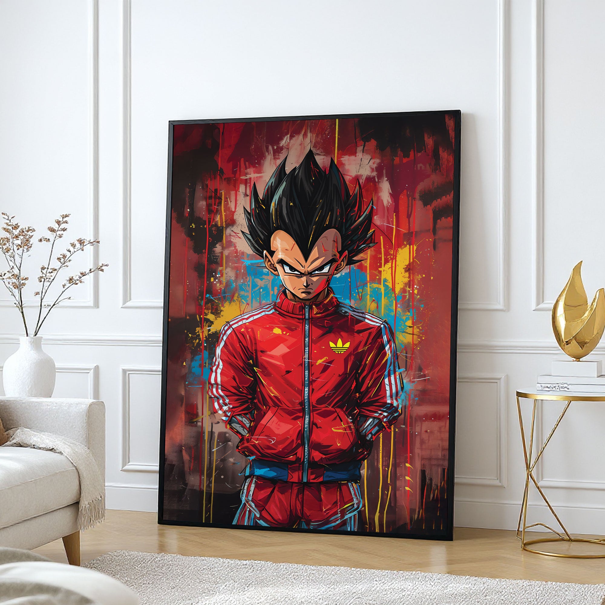 The Castle Decor Anime Fighter Inspired Wall Art – Powerful Warrior Abstract Artwork, Modern Sparkle Finish Wall Décor, 20×30 Inch for Gym & Office